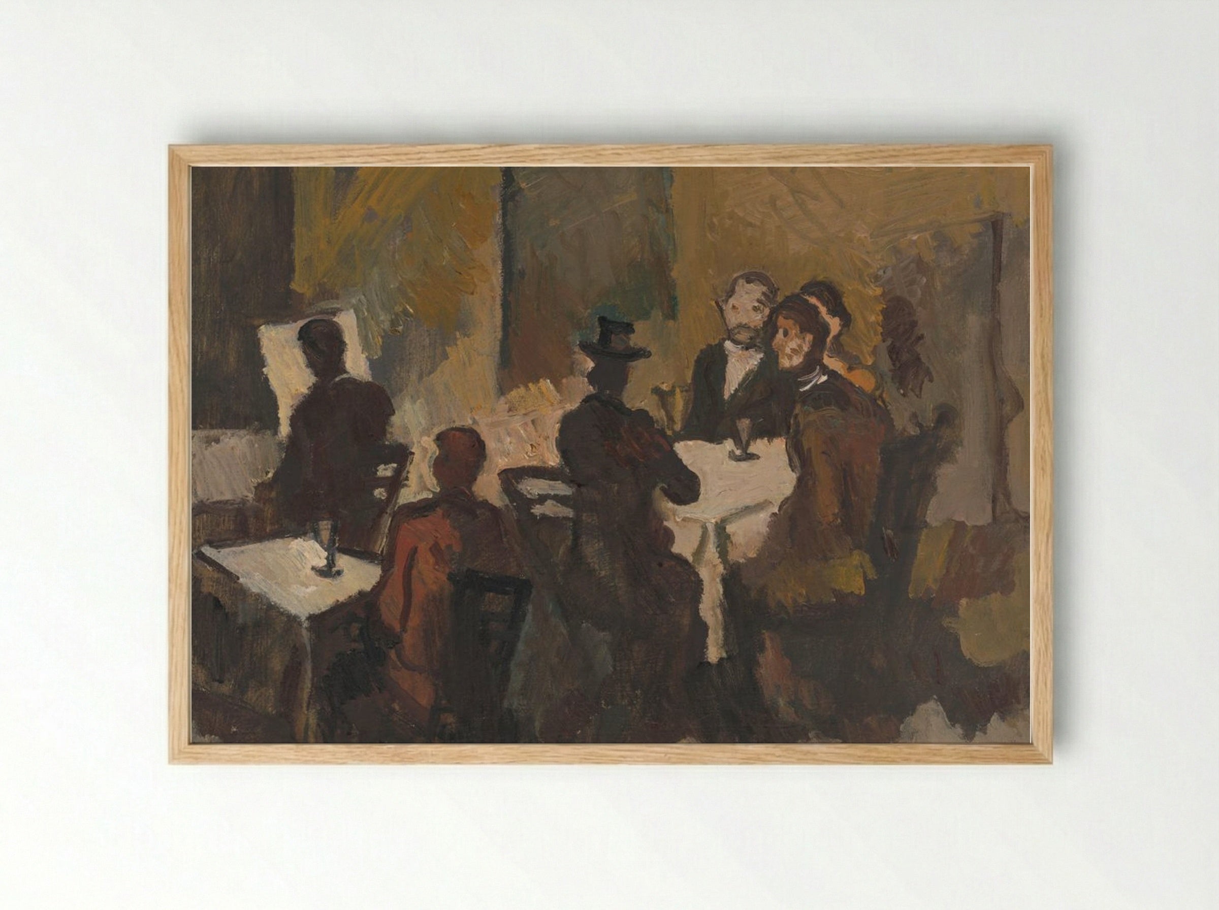 Company in a Coffee Shop - Cyprián Majerník - Framed Print Wood