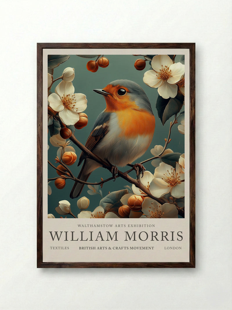 Robin Reverie - William Morris - Framed Print Dark Wood