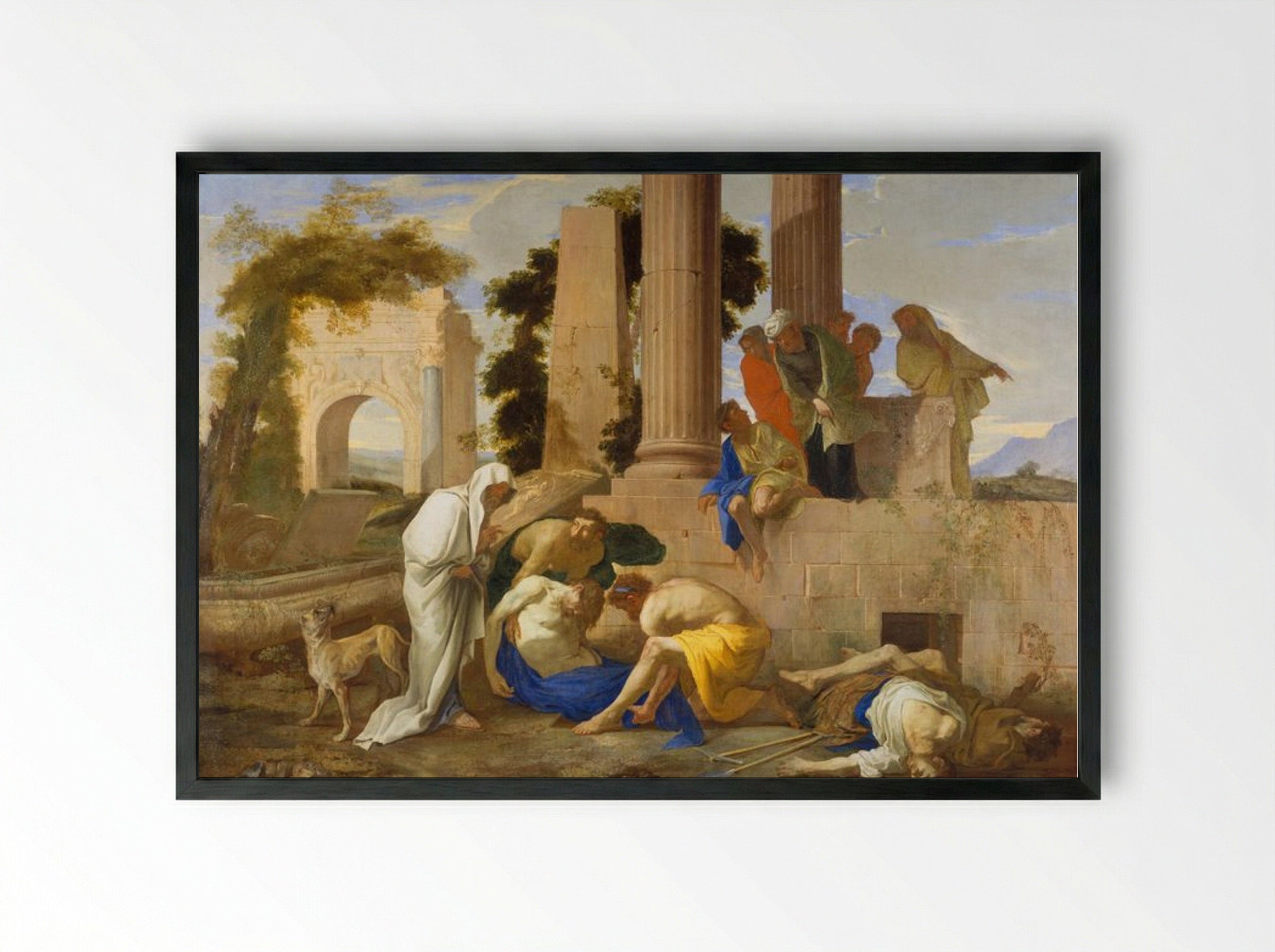 Tobit Burying the Dead - Nicolas Poussin - Framed Print Black