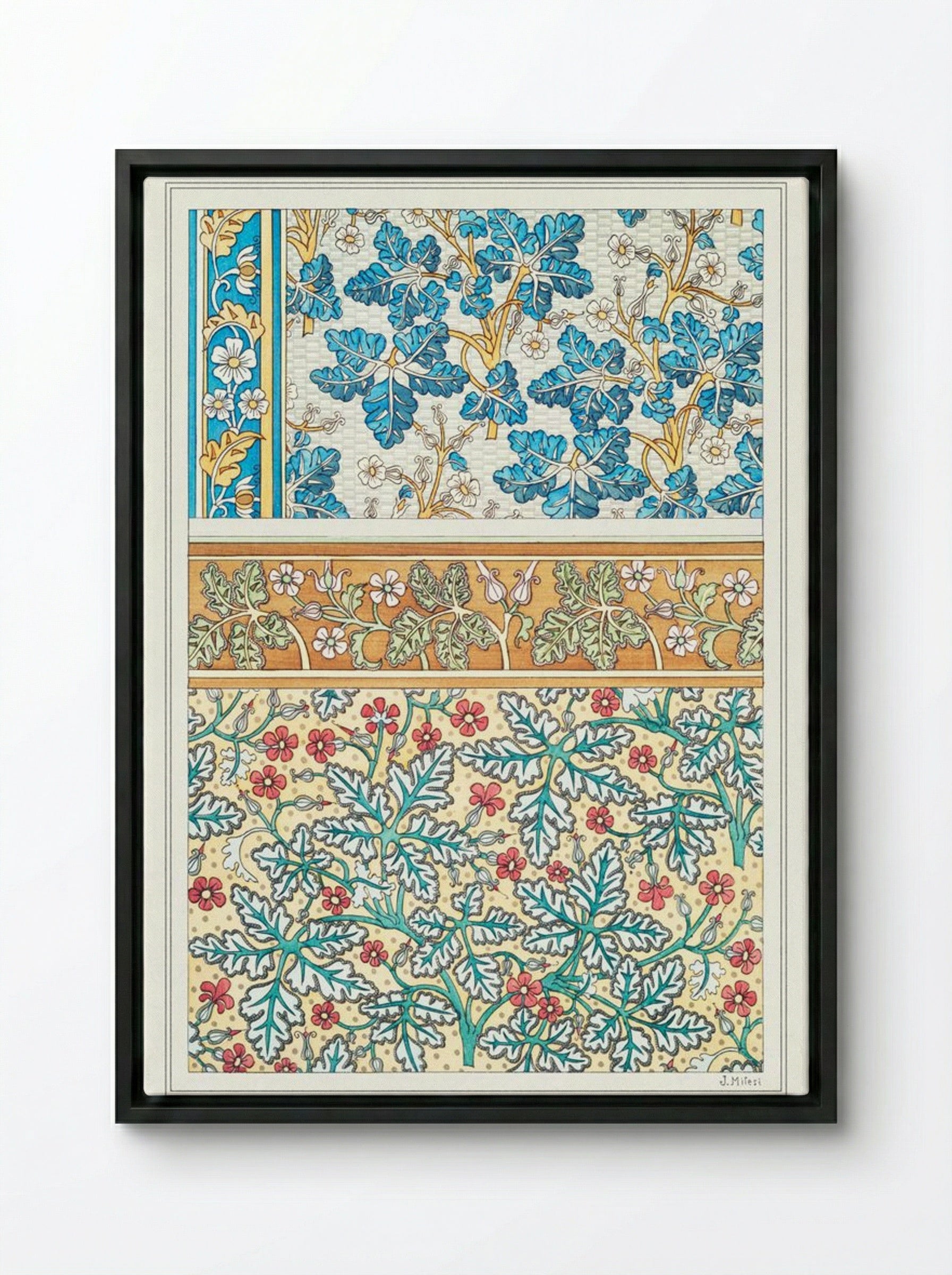 Geranium sauvage (Geranium, Plate 20) - Maurice Pillard Verneuil - Framed Canvas Black