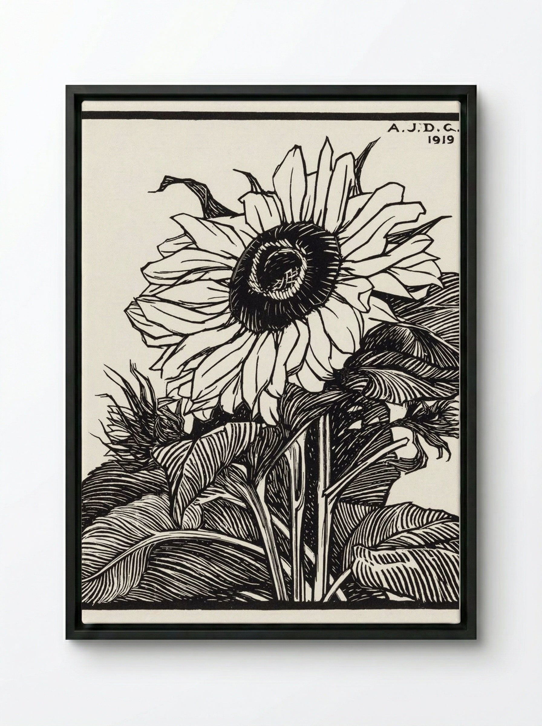 Sunflower - Julie de Graag - Framed Canvas Black