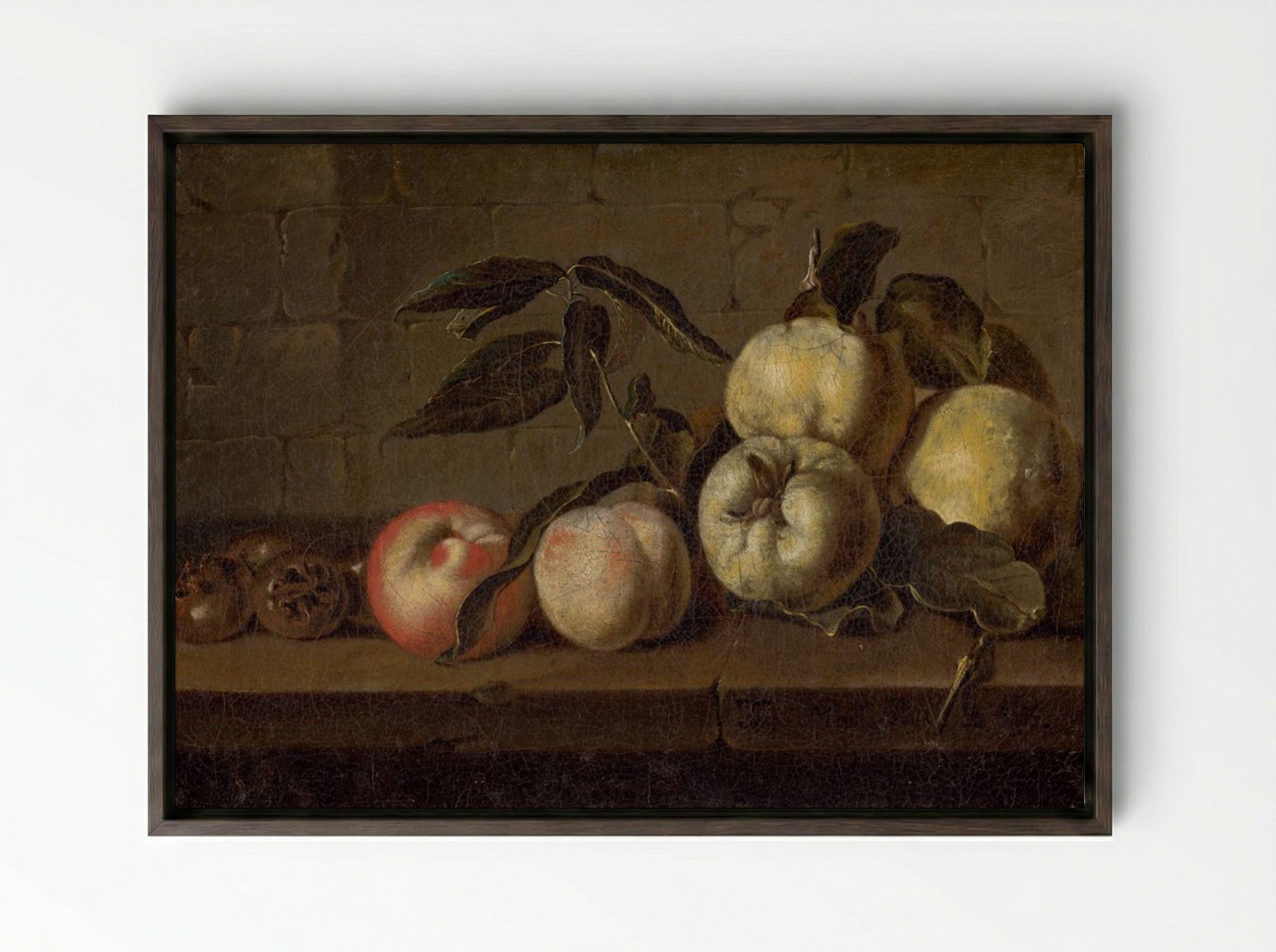 Still Life with Fruit - Fine Art Print - Framed Canvas Dark Wood