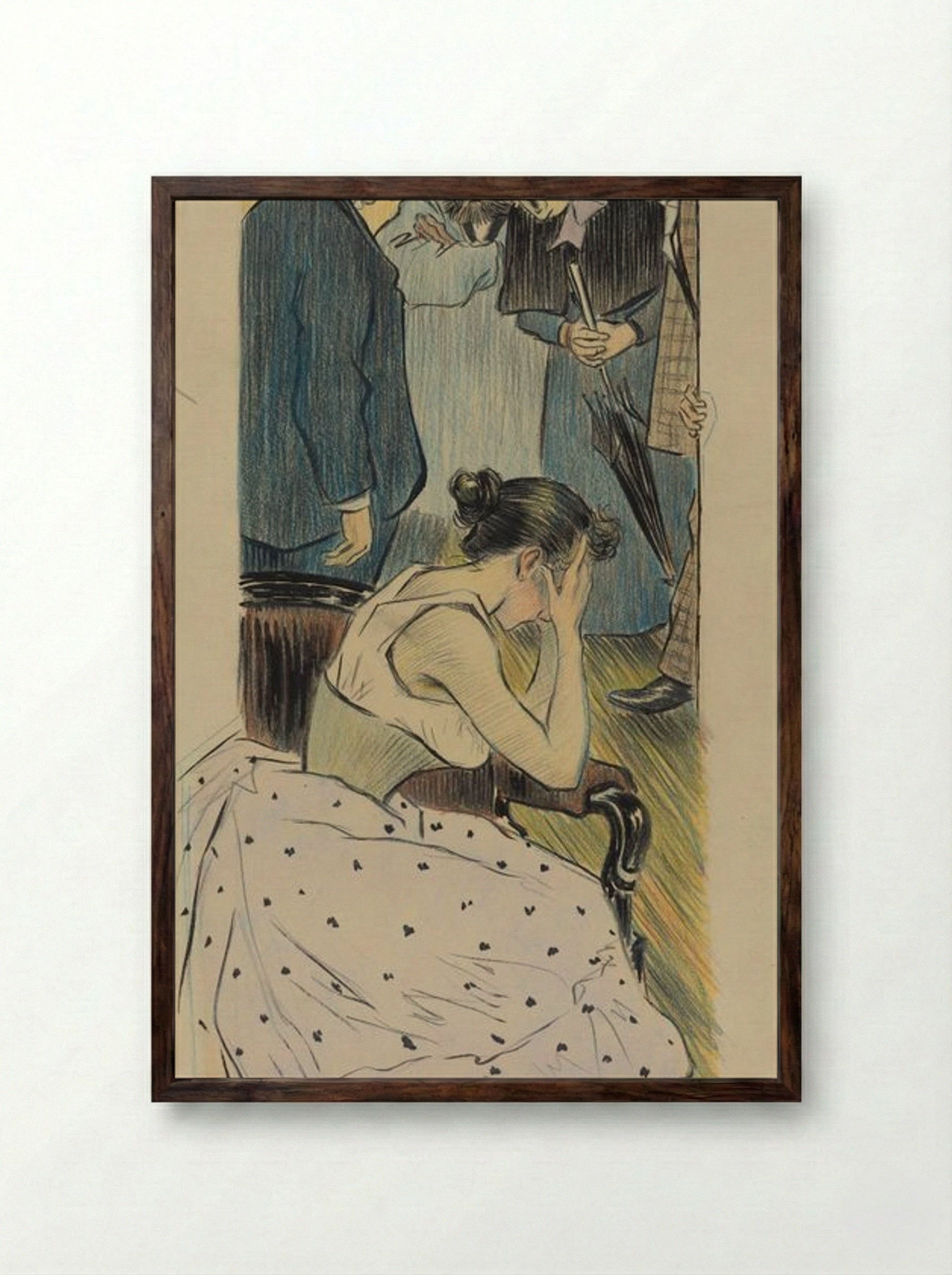 Sa famille (chanson) - Théophile Alexandre Steinlen - Framed Print Dark Wood