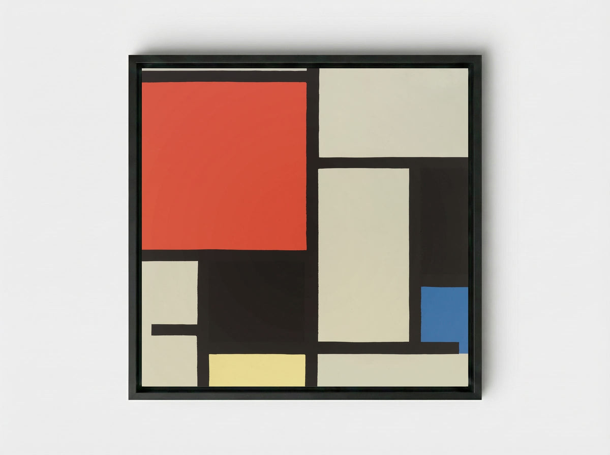 Composition with Red, Blue and Yellow - Piet Mondrian - Framed Canvas Black