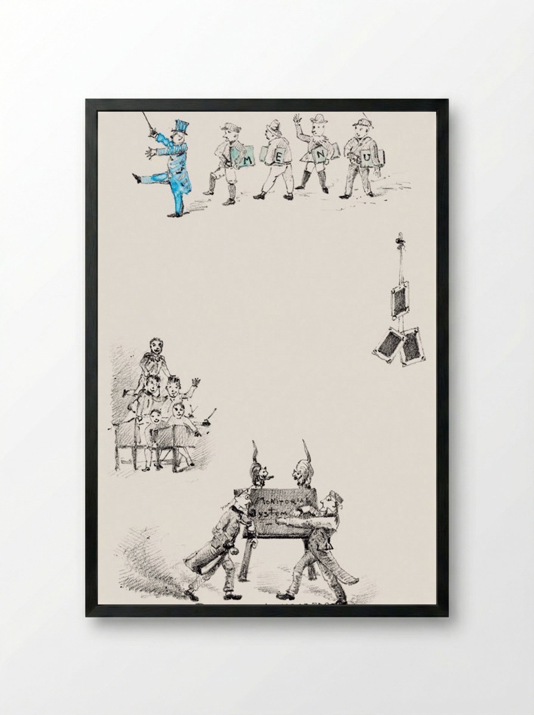 Menu Card with Teachers and Students - Theo van Hoytema - Framed Print Black