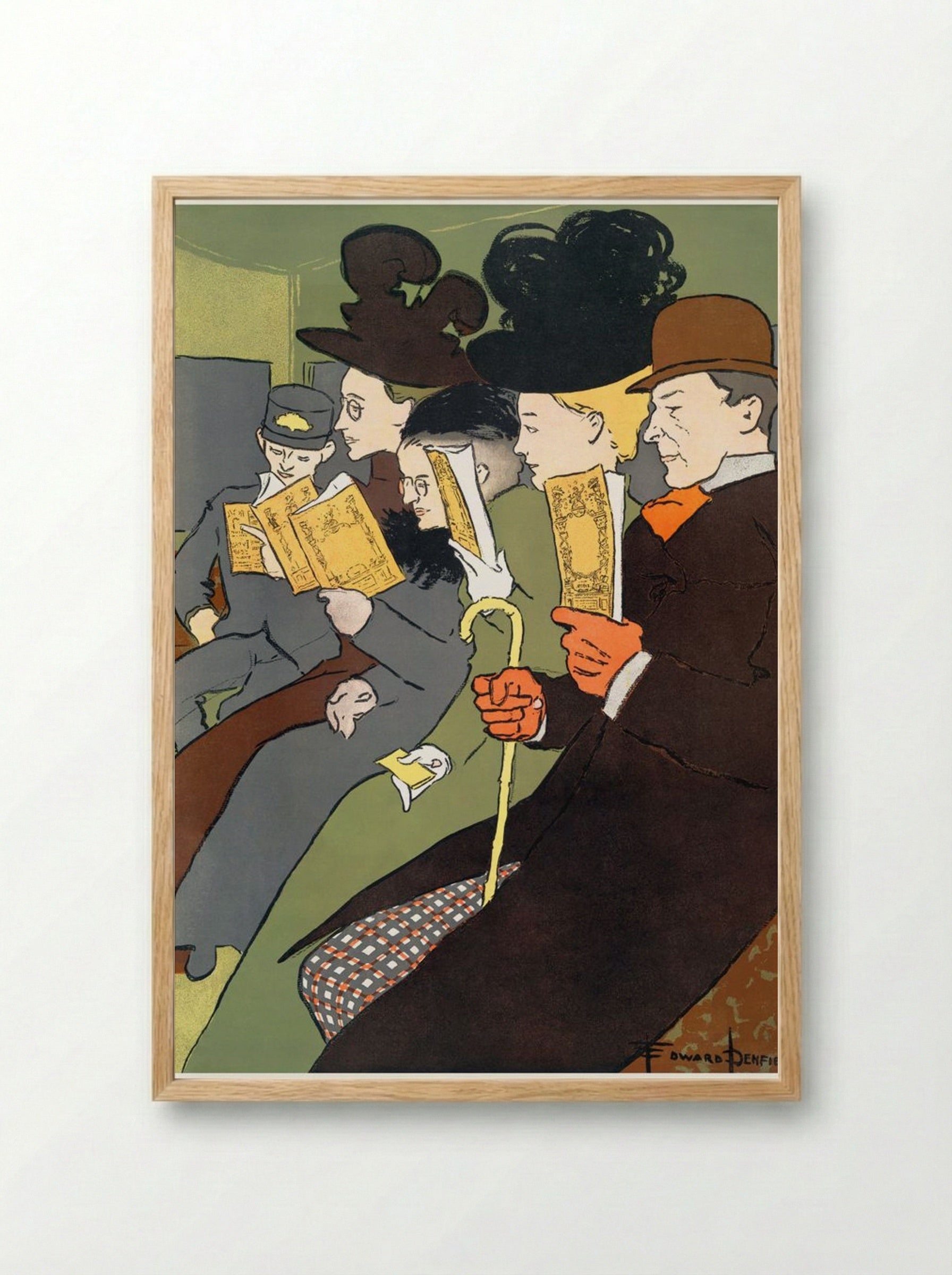 People Reading Books - Edward Penfield - Framed Print Wood