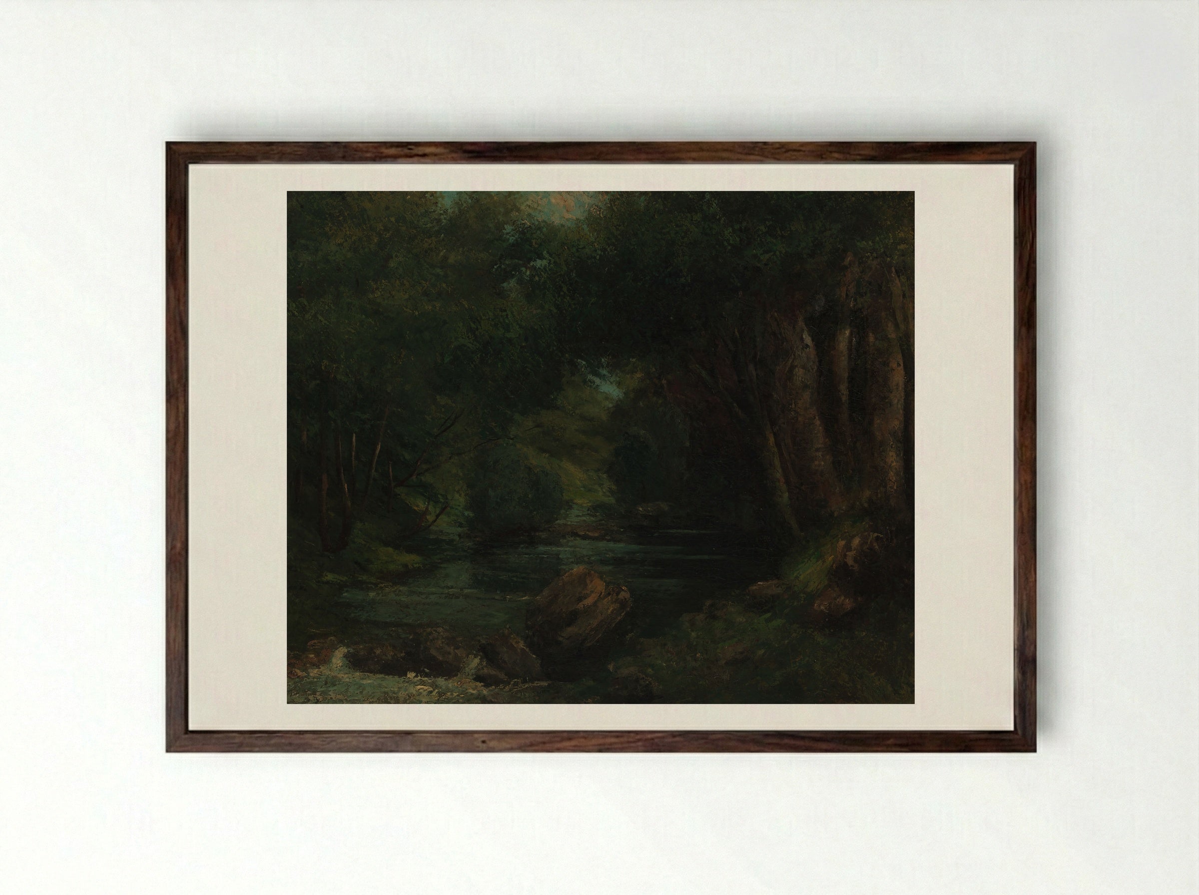 A Brook in the Forest - Gustave Courbet - Framed Print Dark Wood