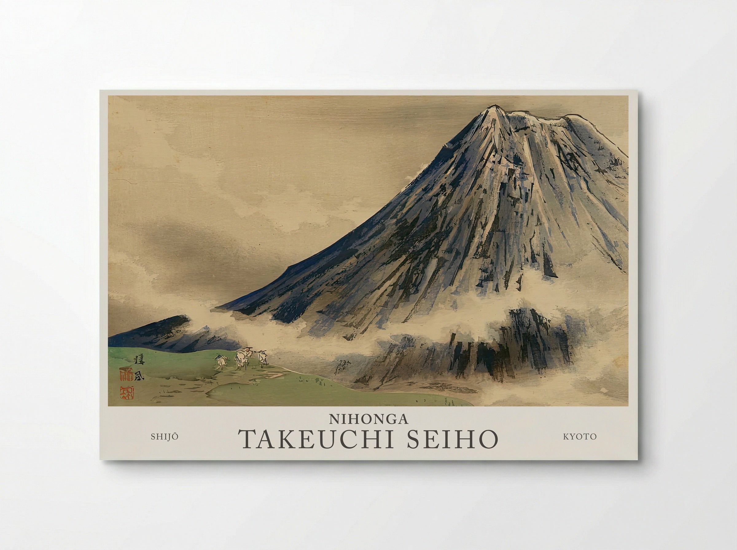 Seiho Twelve Fuji – The White Robes Climbing Mt. Fuji (Meiji Era Woodblock Print) - Poster