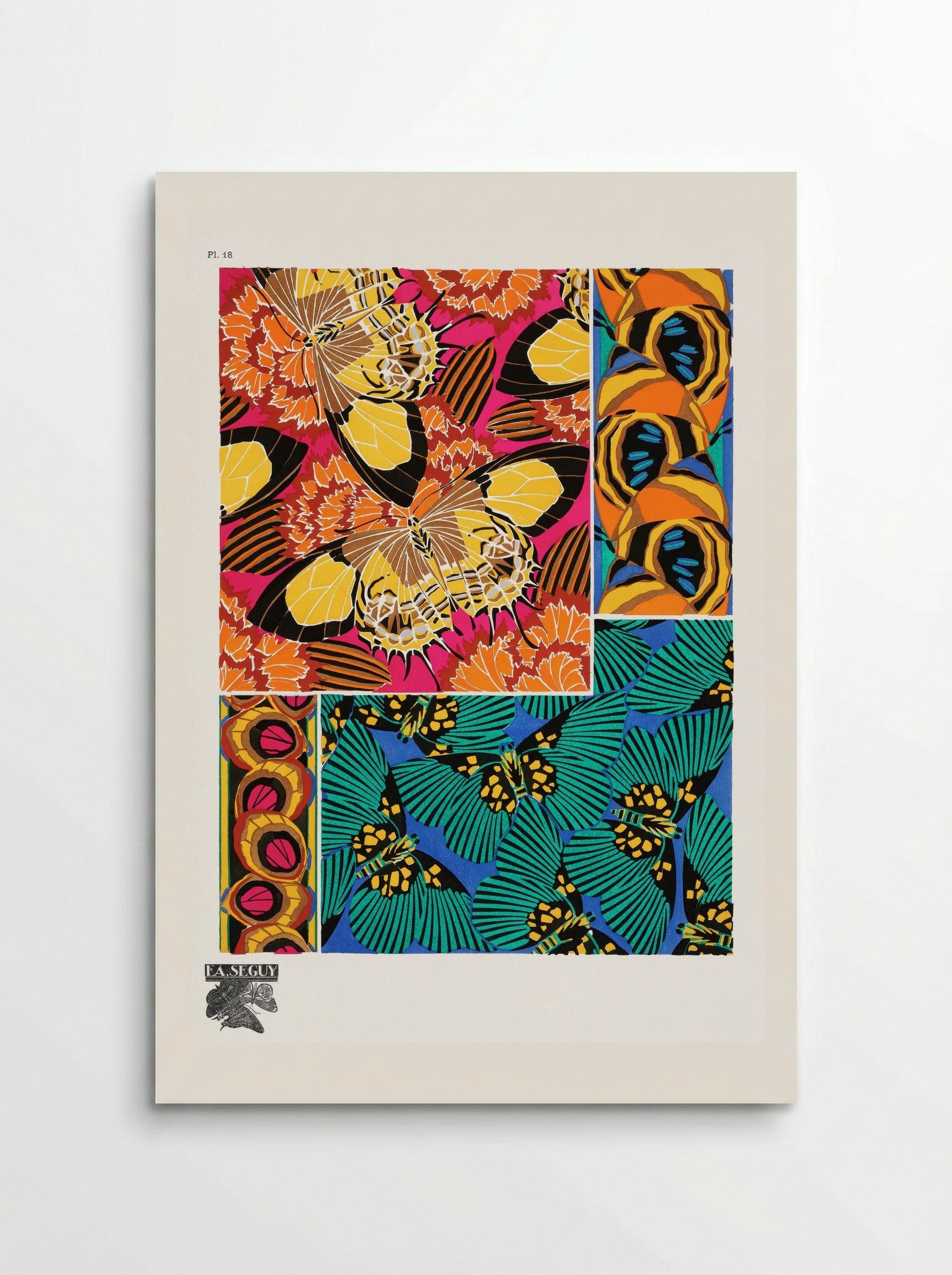 Papillons, Plate 18 (Butterfly Pattern) - Émile-Allain Séguy - Poster