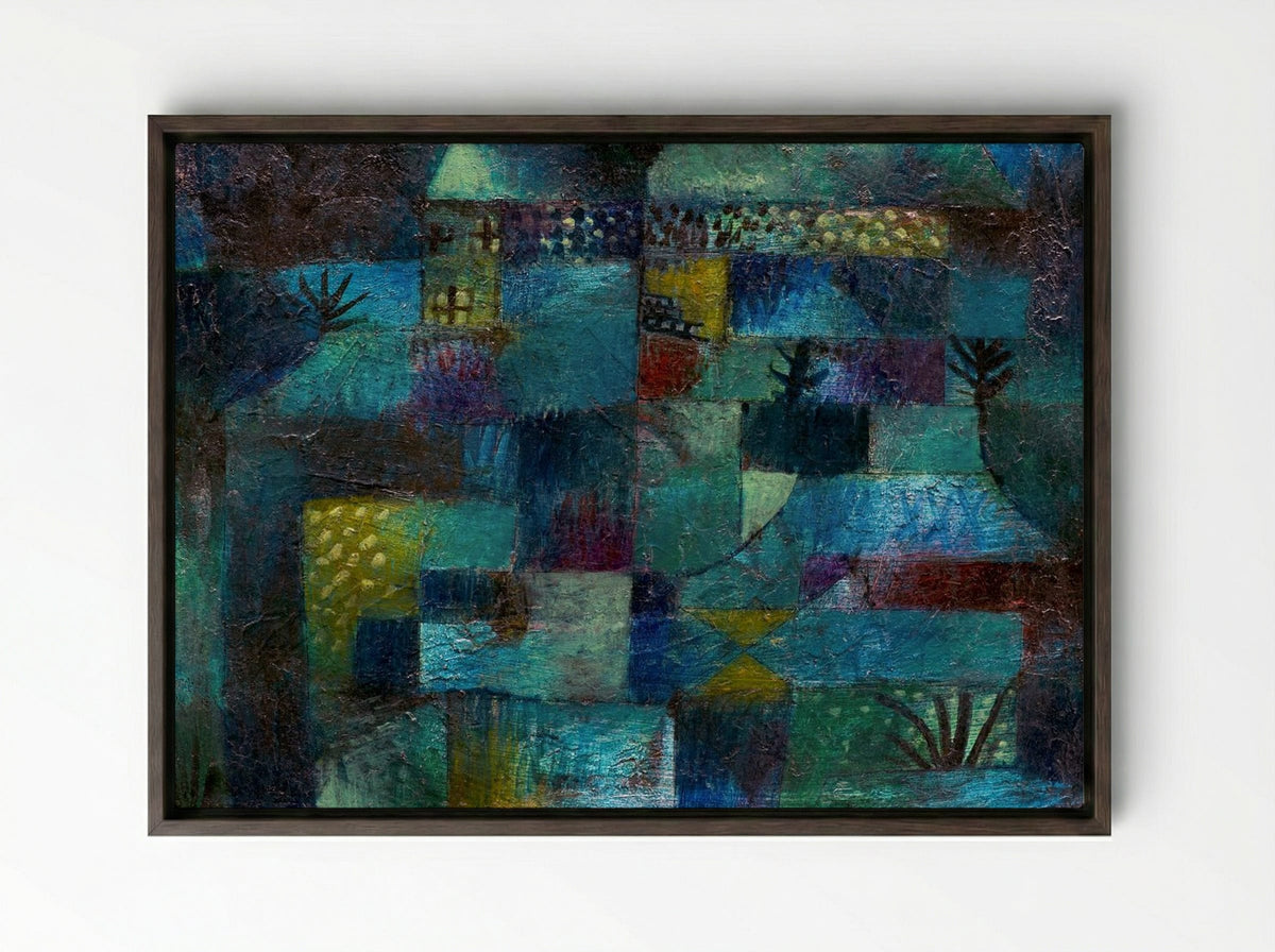 Terraced Garden - Paul Klee - Framed Canvas Dark Wood