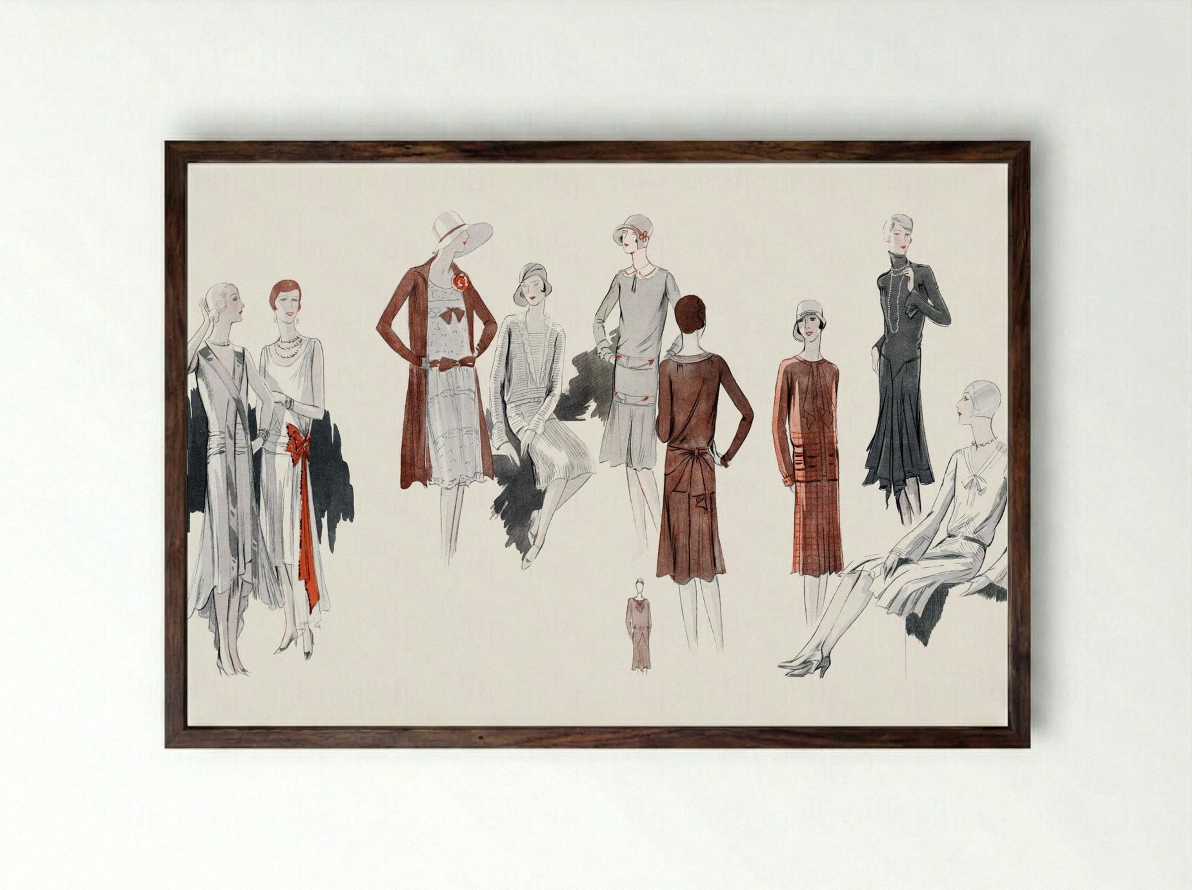 Dresses from the Fashion Houses - Paul Poiret - Framed Print Dark Wood