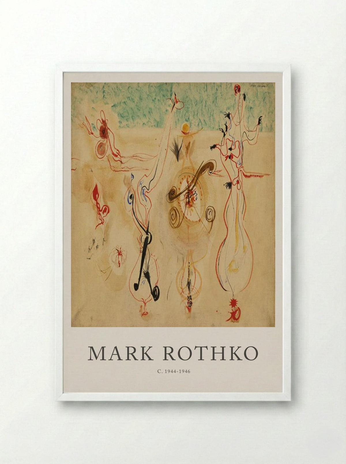Untitled (Biomorphic Figures) - Mark Rothko - Framed Print White