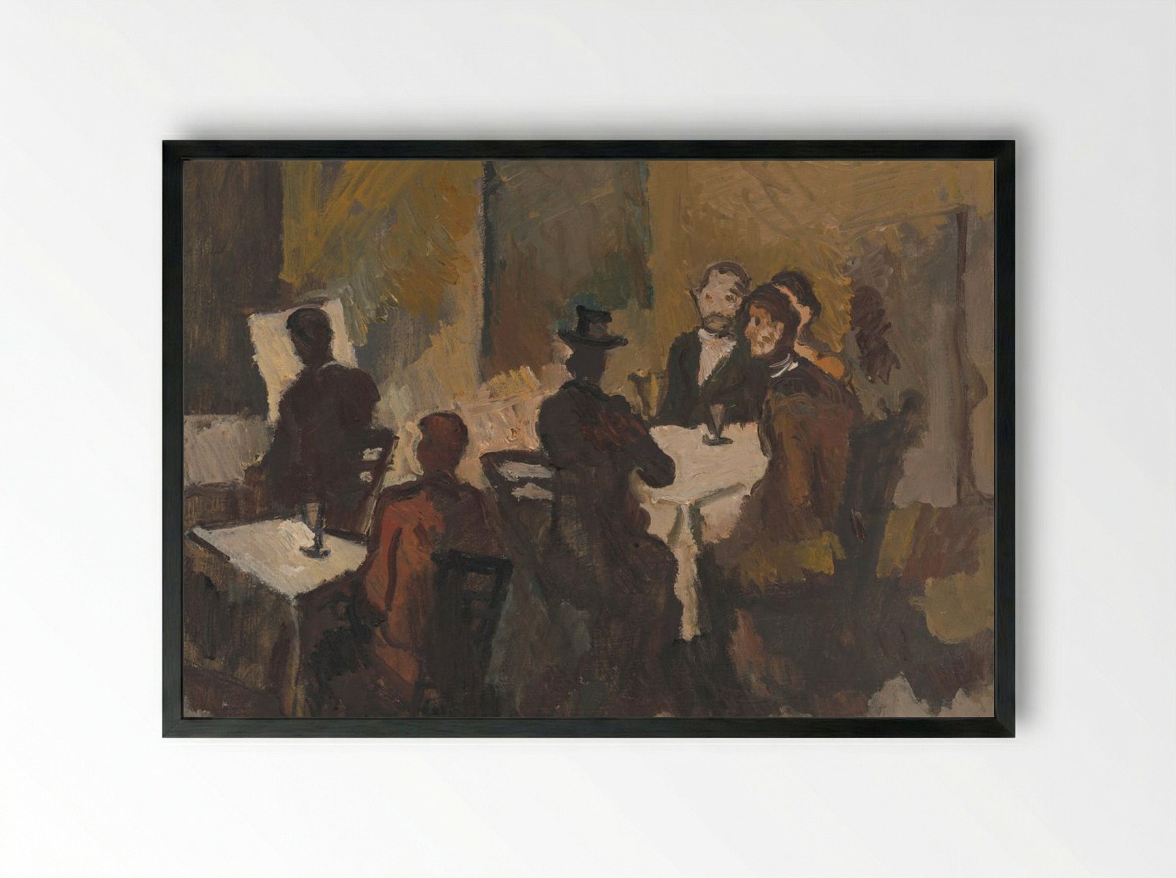 Company in a Coffee Shop - Cyprián Majerník - Framed Print Black