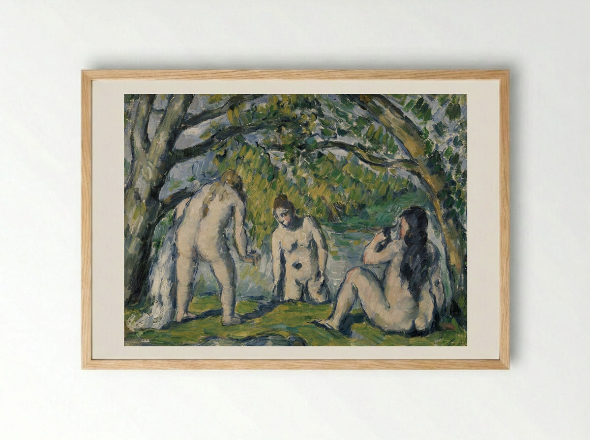 Three Bathers (Trois baigneuses) - Paul Cézanne - Framed Print Wood