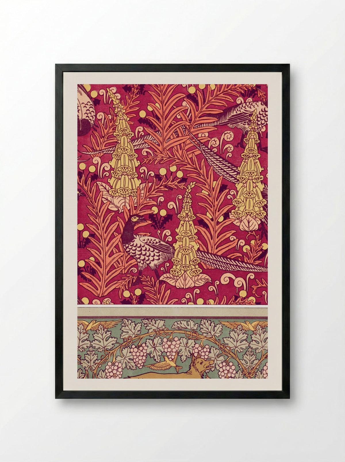 Faisans Ordinaires, Digitales - M.P. Verneuil - Framed Print Black