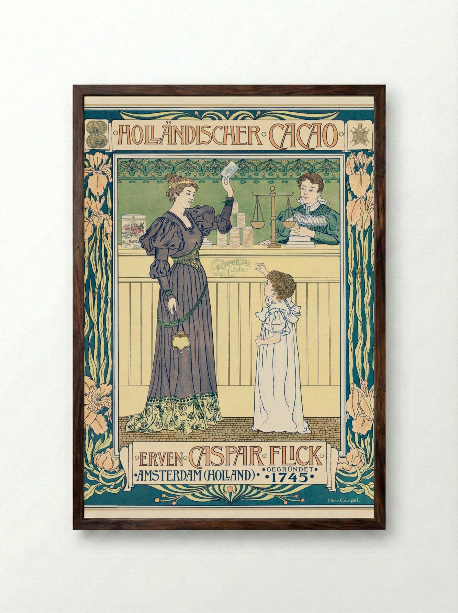 Holländischer Cacao - Johann Georg van Caspel - Framed Print Dark Wood