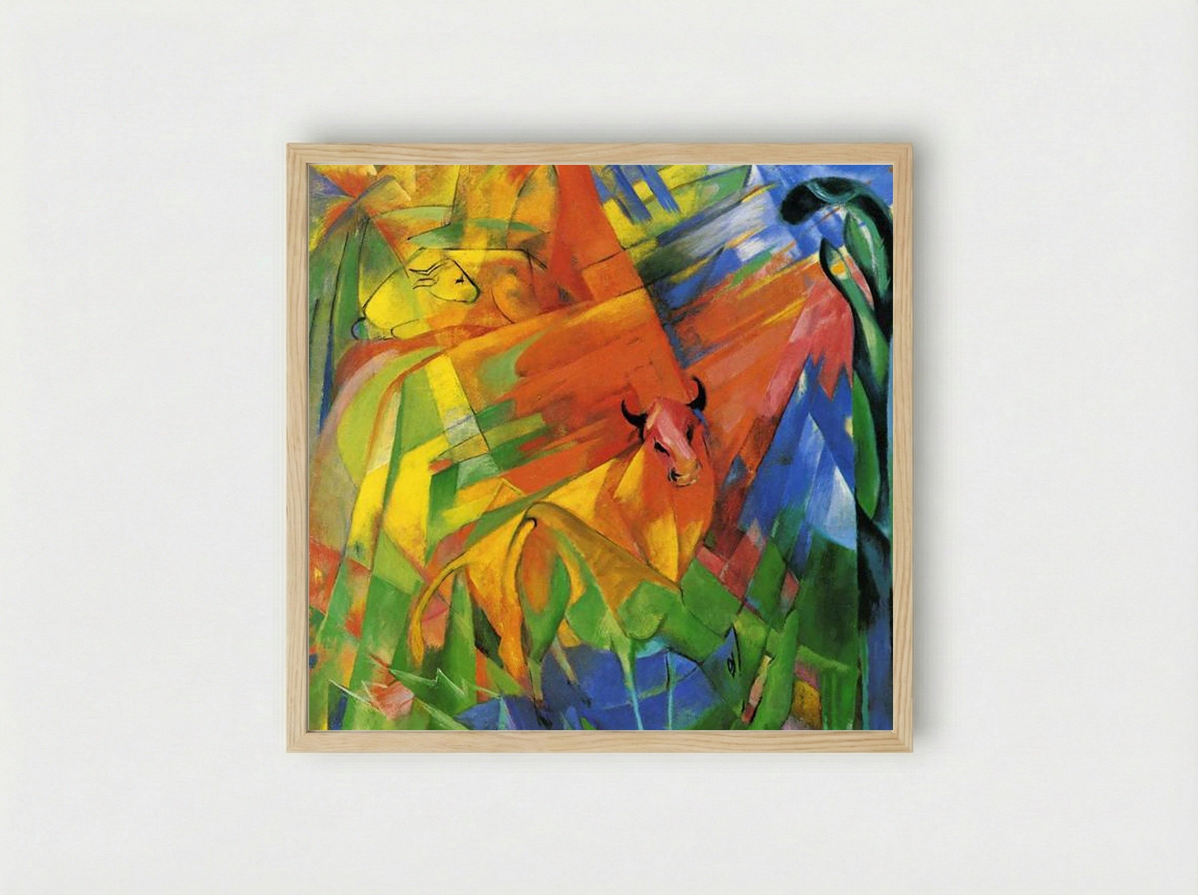 Animals in a Landscape - Franz Marc - Framed Print Wood