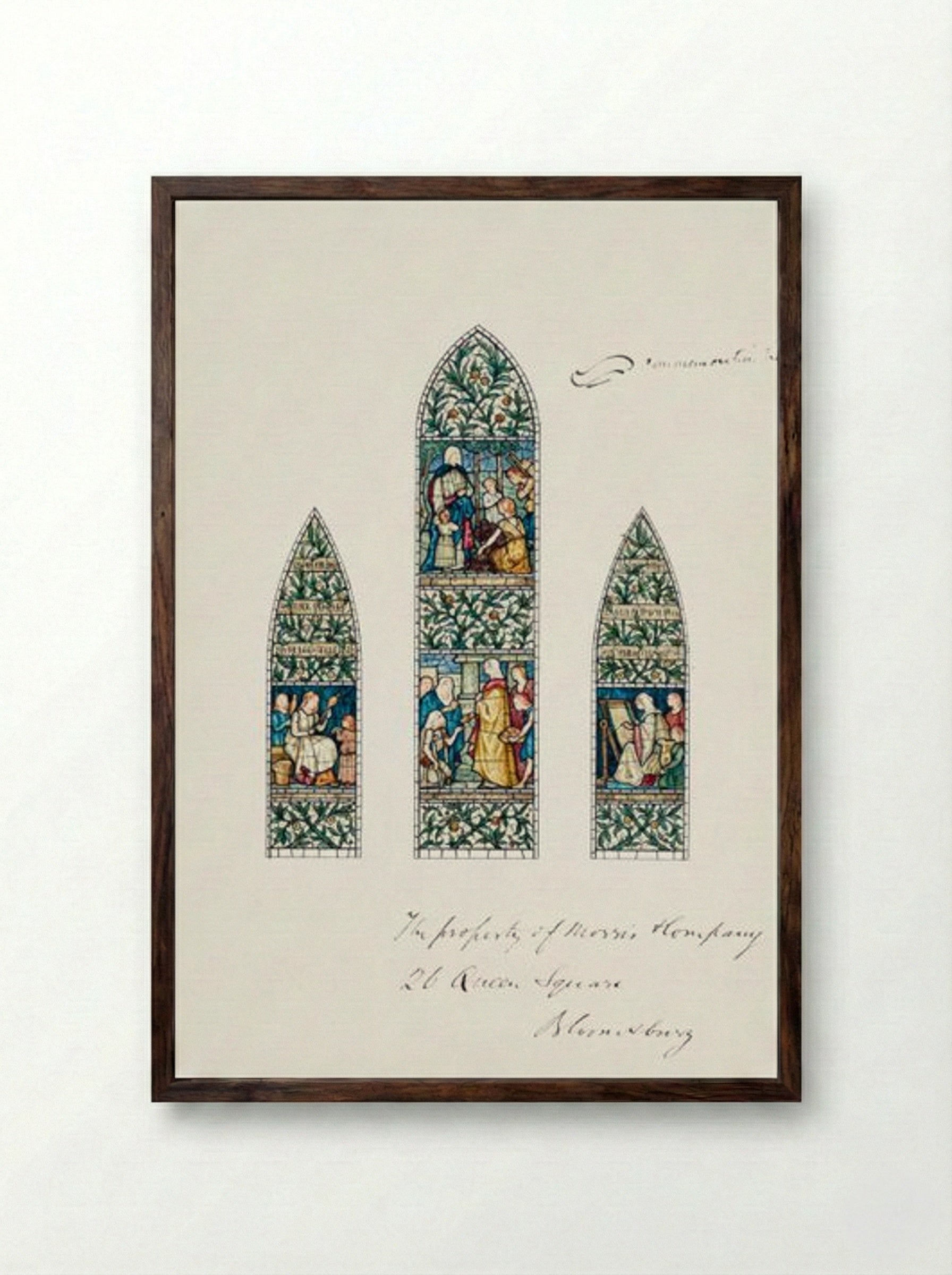 Design for Stained Glass, Southeast Window, Nave, Paisley Abbey, Scotland - Edward Burne-Jones - Framed Print Dark Wood