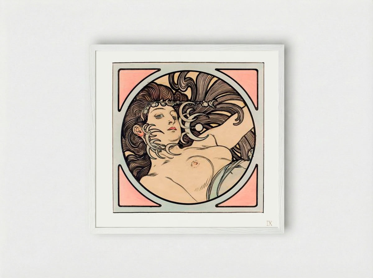 Stained Glass Window for the Facade of the Fouquet Boutique - Alphonse Mucha - Framed Print White