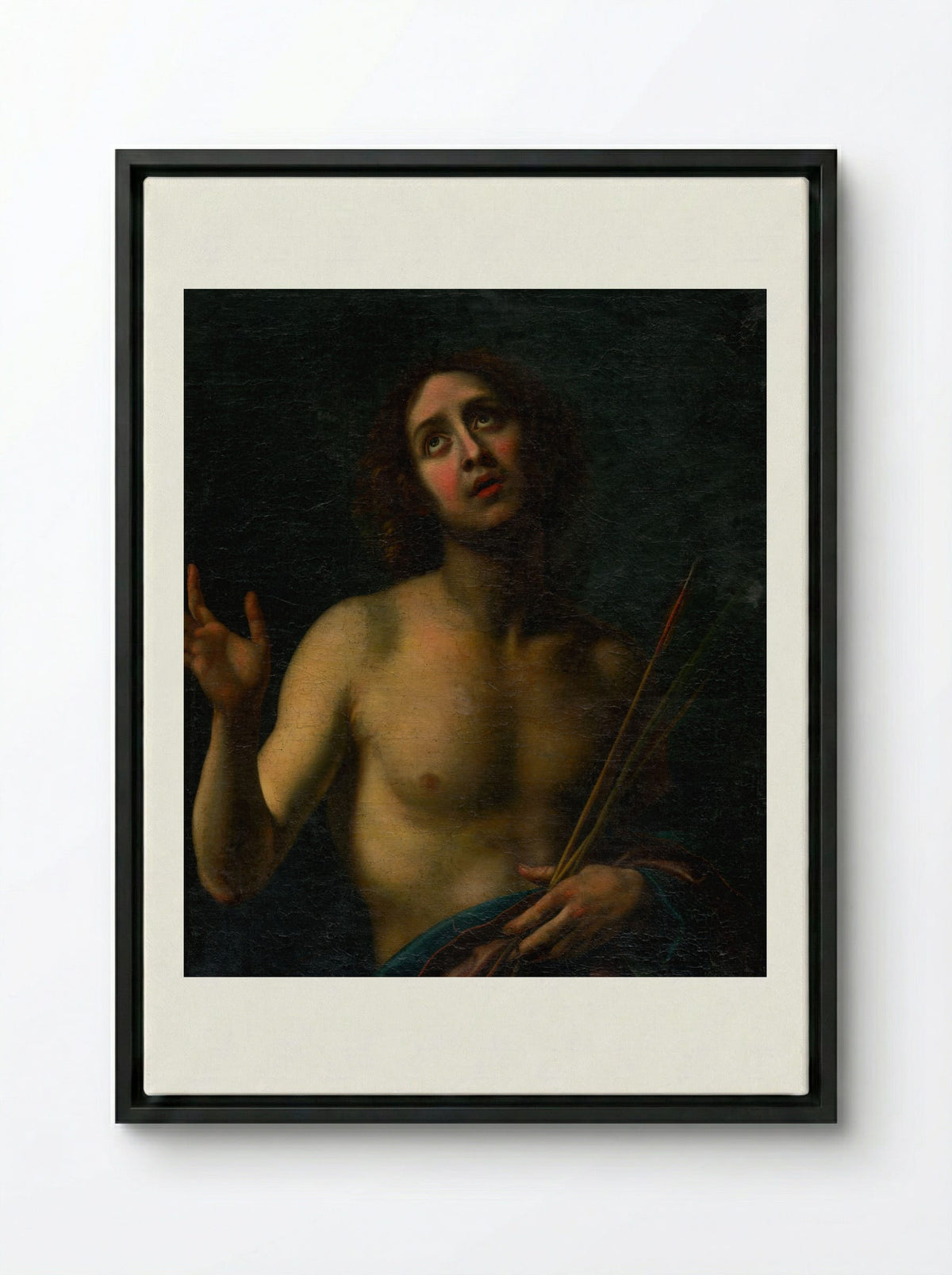 Saint Sebastian - Carlo Dolci - Framed Canvas Black
