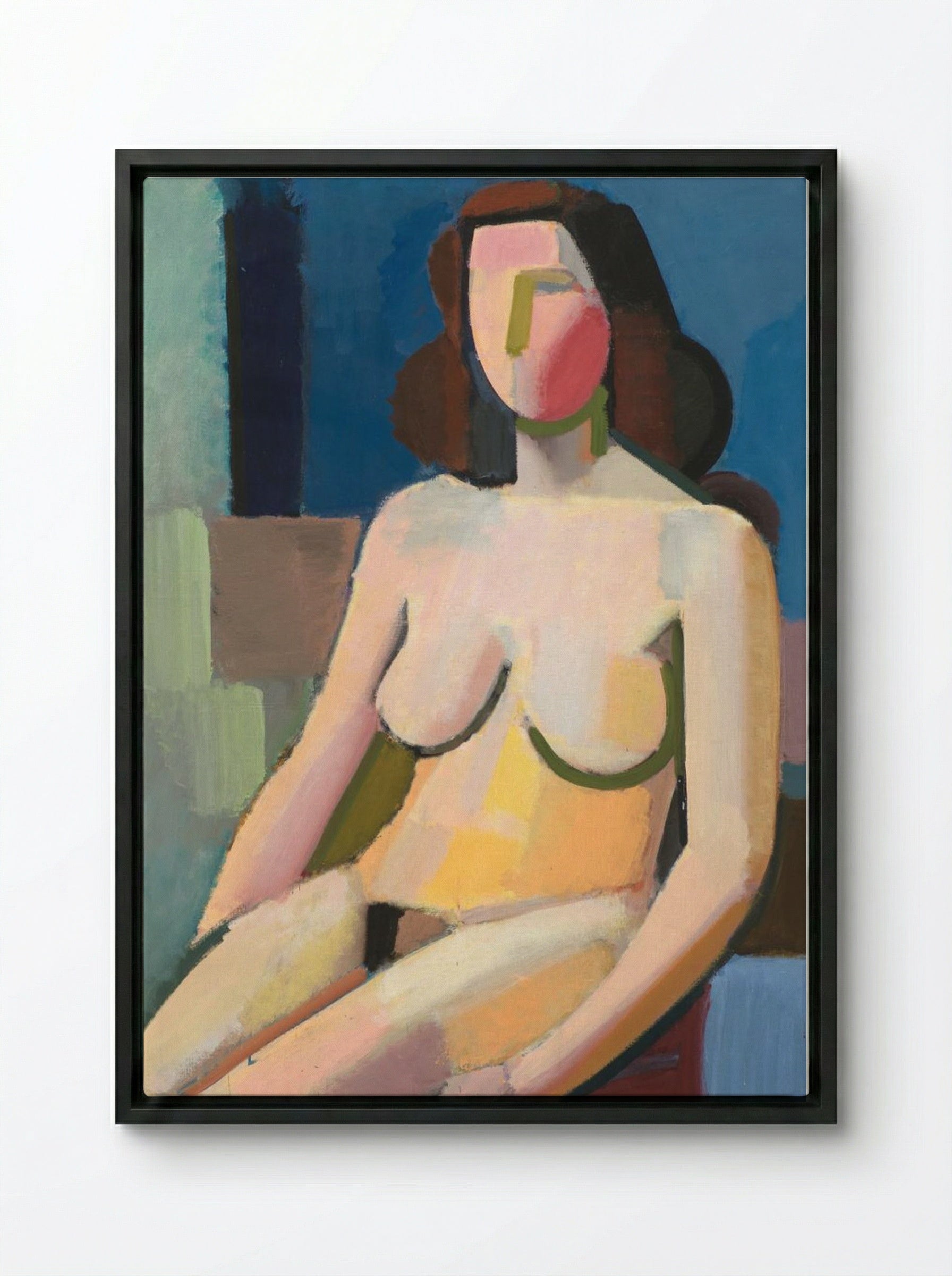 Seated Female Model - Vilhelm Lundstrøm - Framed Canvas Black