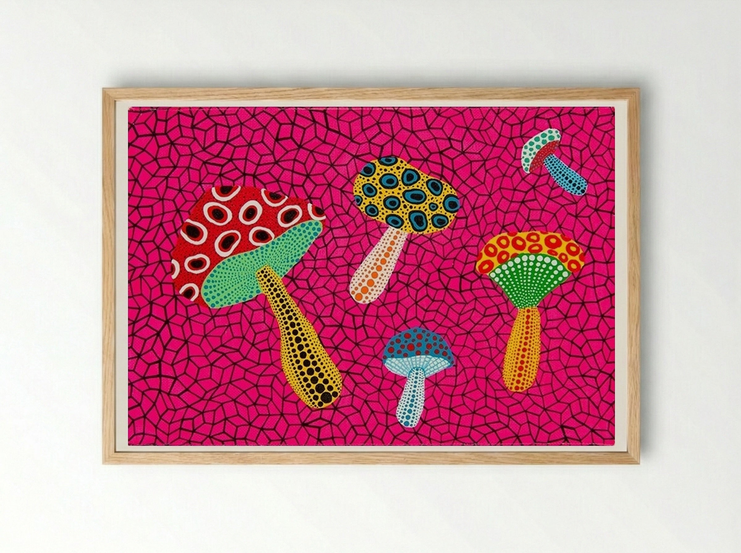 Mushrooms - Yayoi Kusama - Framed Print Wood
