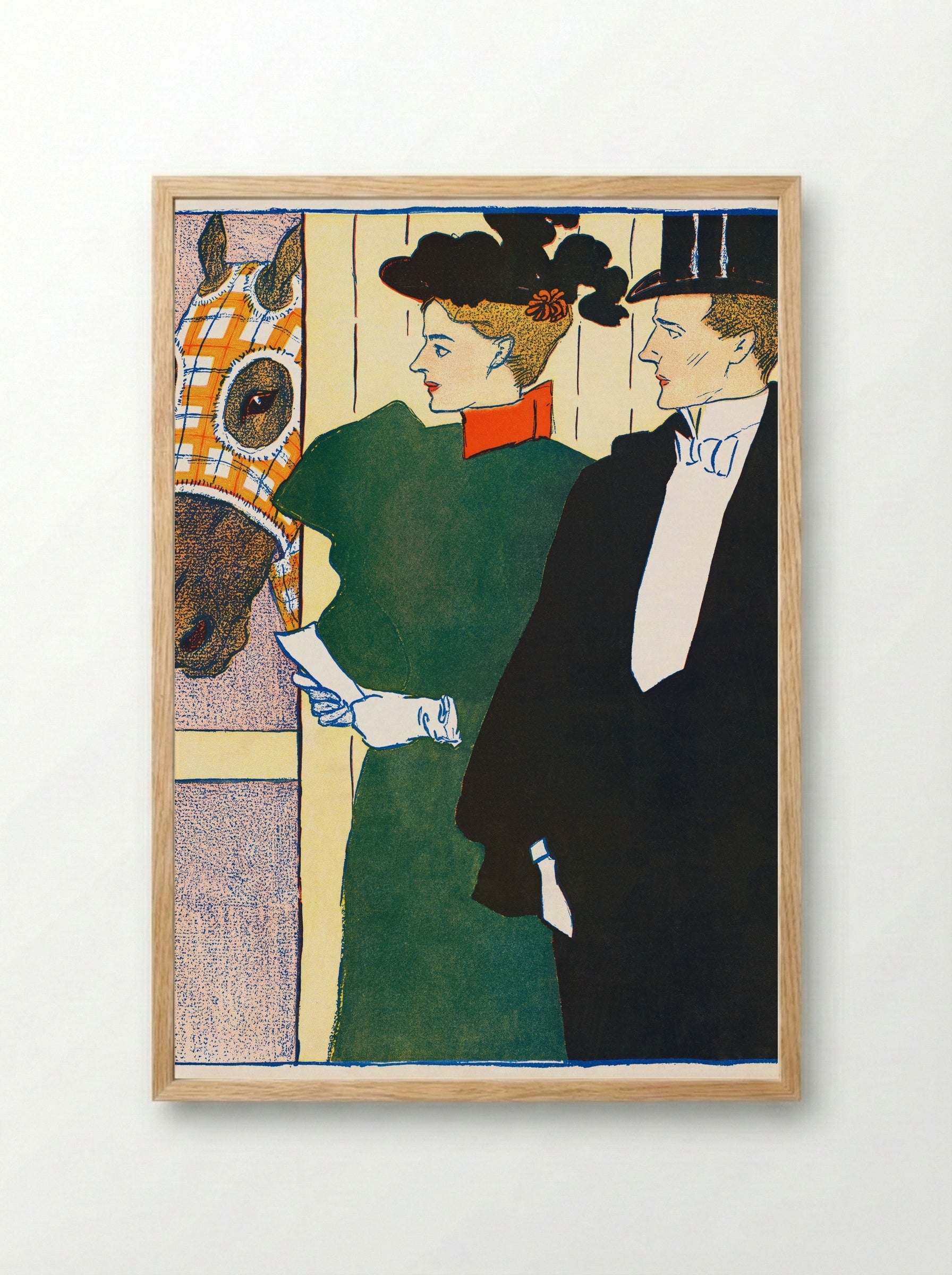 Woman Holding a Horse Racing Ticket - Edward Penfield - Framed Print Wood