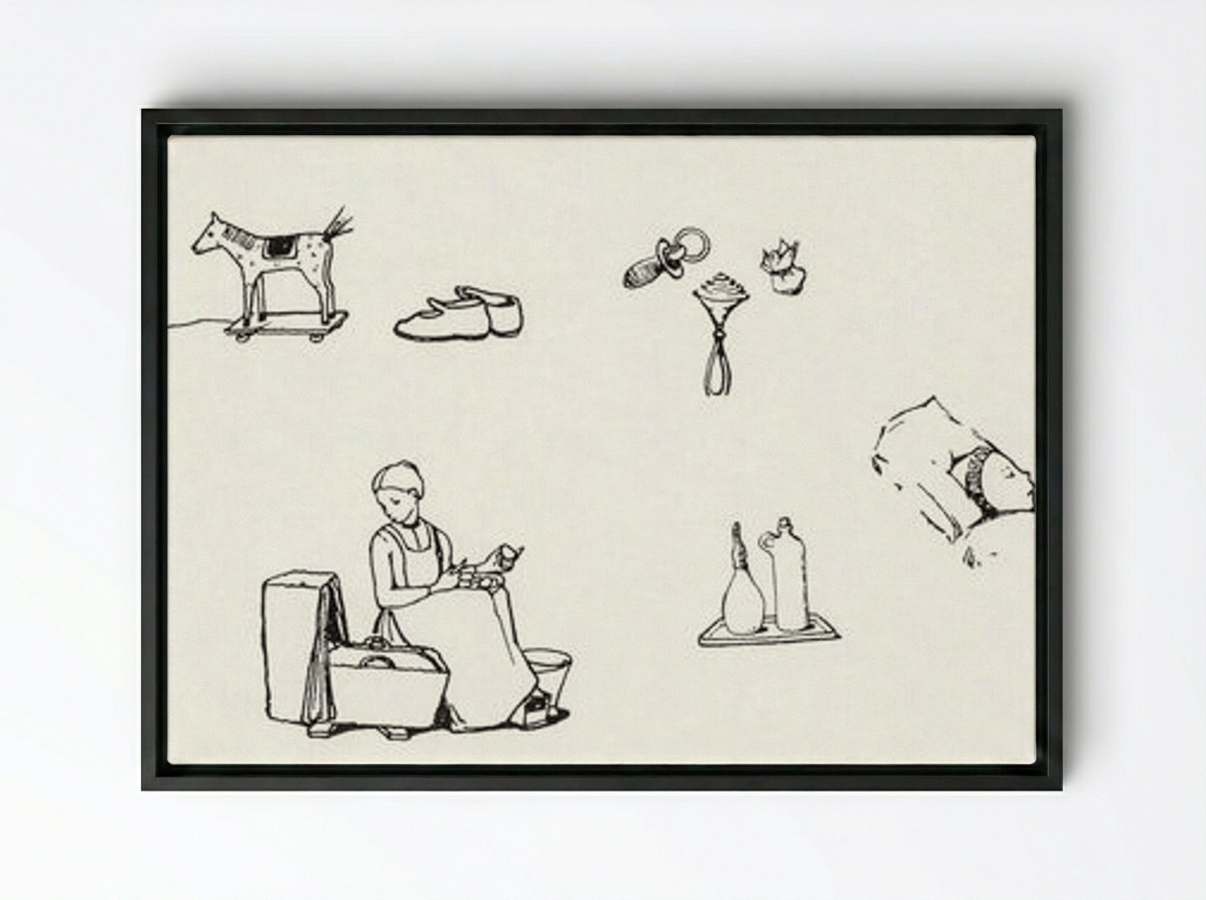Icons of Childhood - Julie de Graag - Framed Canvas Black