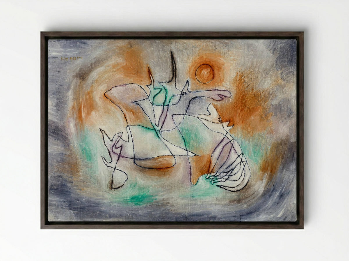 Howling Dog - Paul Klee - Framed Canvas Dark Wood