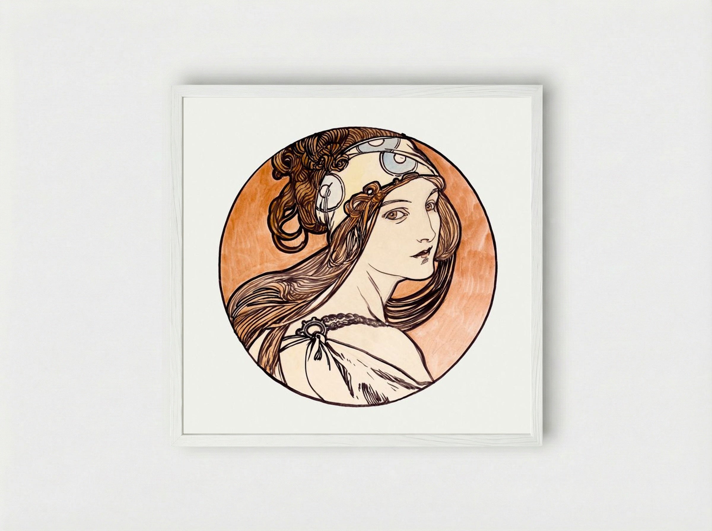 Stained Glass Window Design for Fouquet Boutique - Alphonse Mucha - Framed Print White