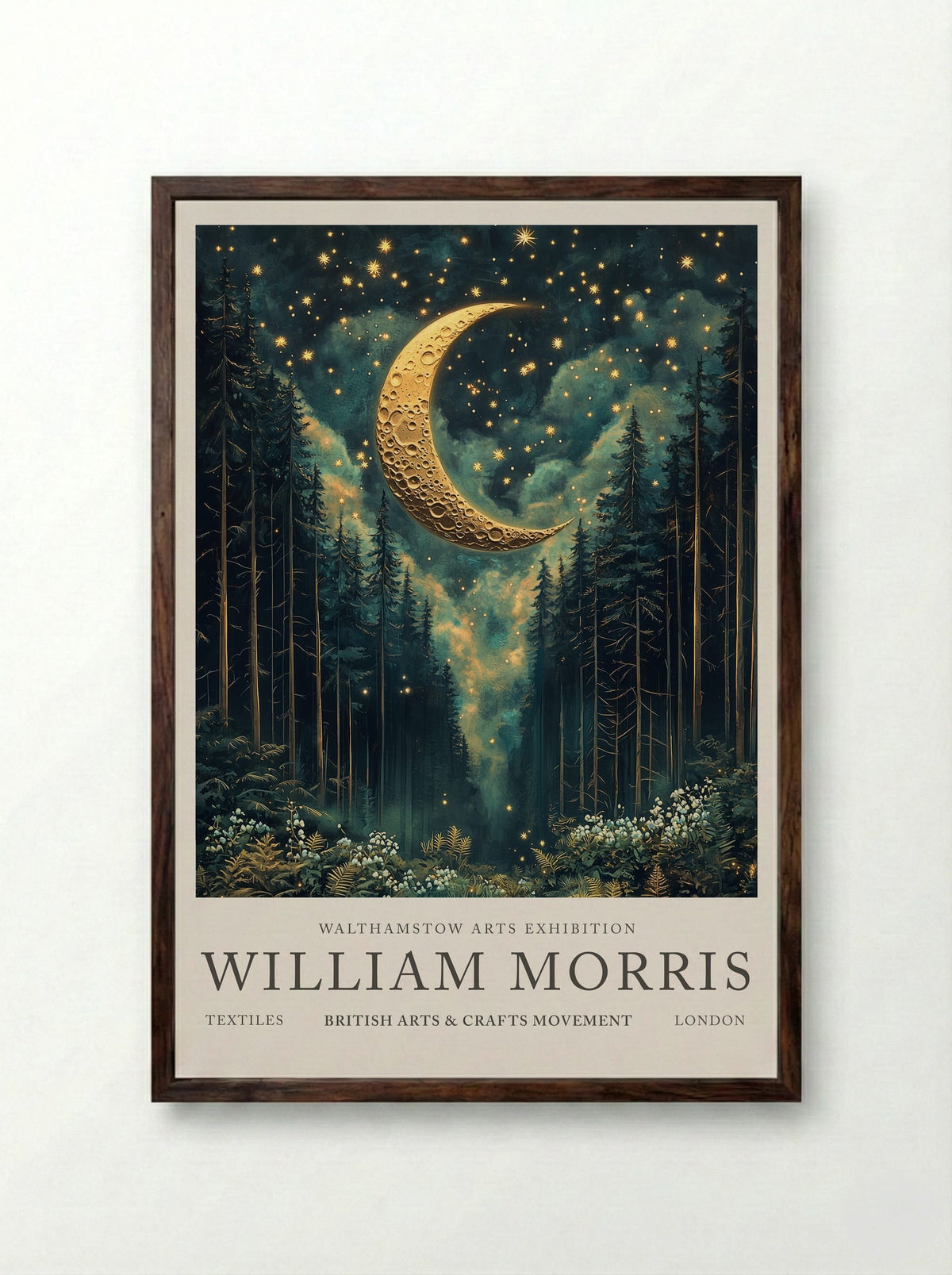 Crescent Canopy - William Morris - Framed Print Dark Wood