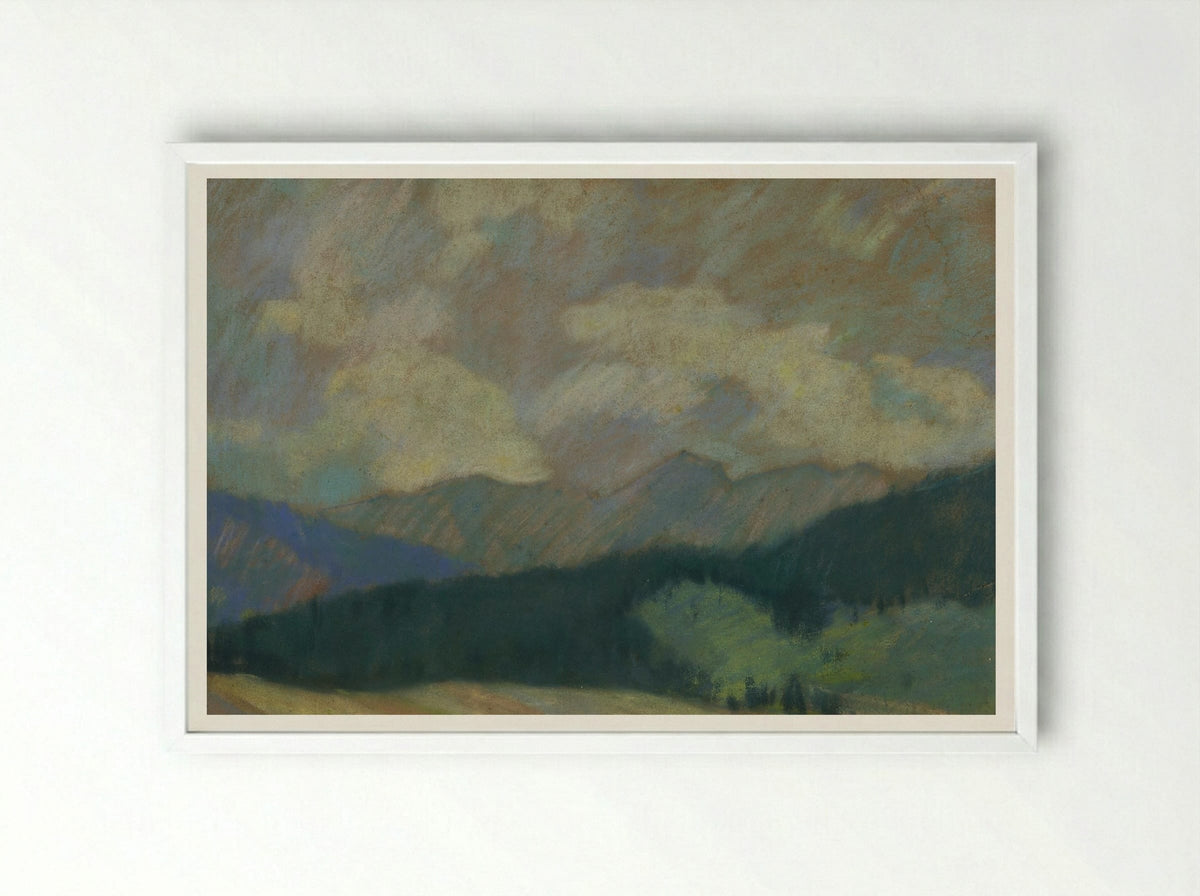 Mountain Landscape - Zolo Palugyay - Framed Print White