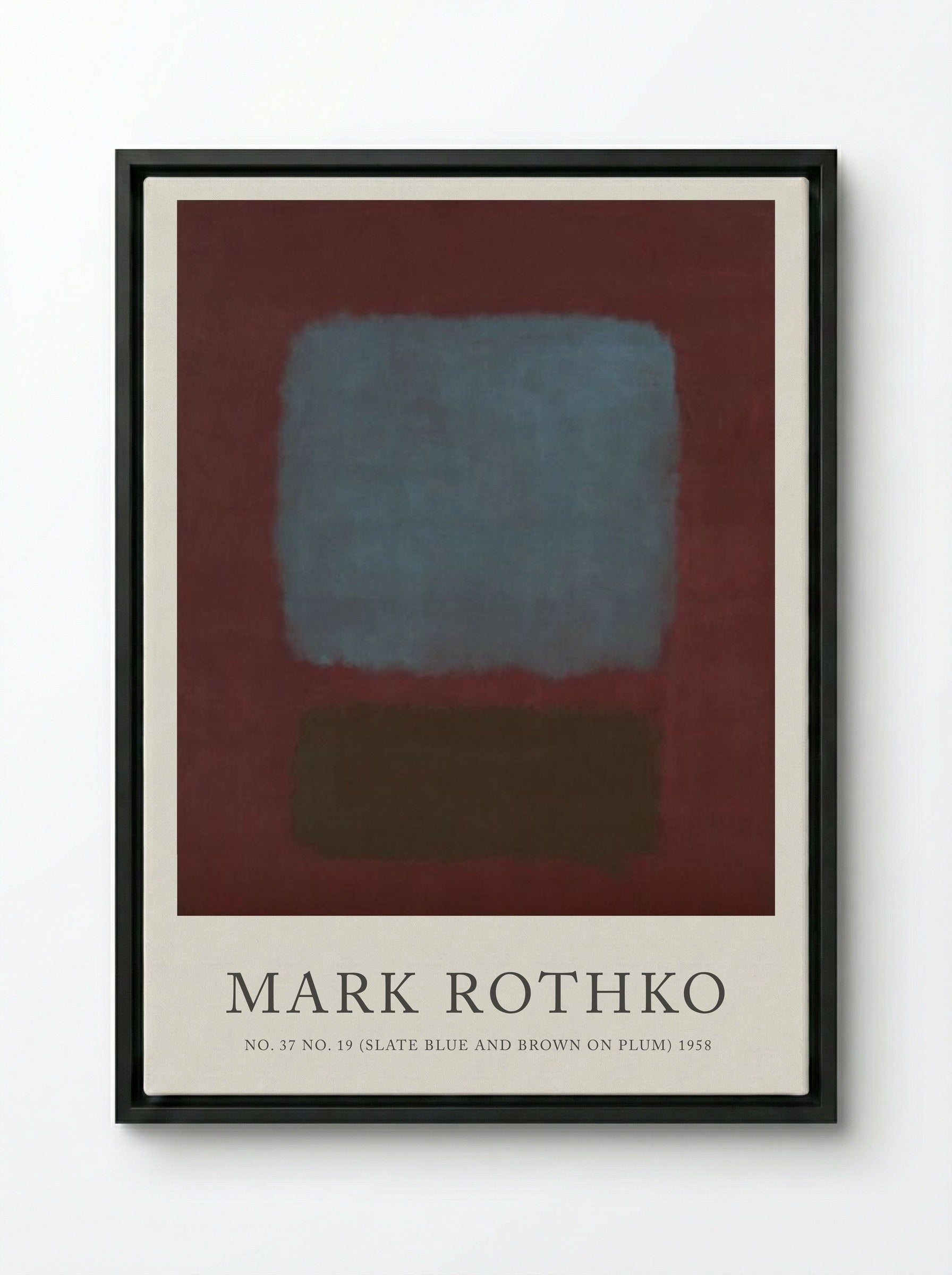 No. 37 No. 19 (Slate Blue and Brown on Plum) - Mark Rothko - Framed Canvas Black