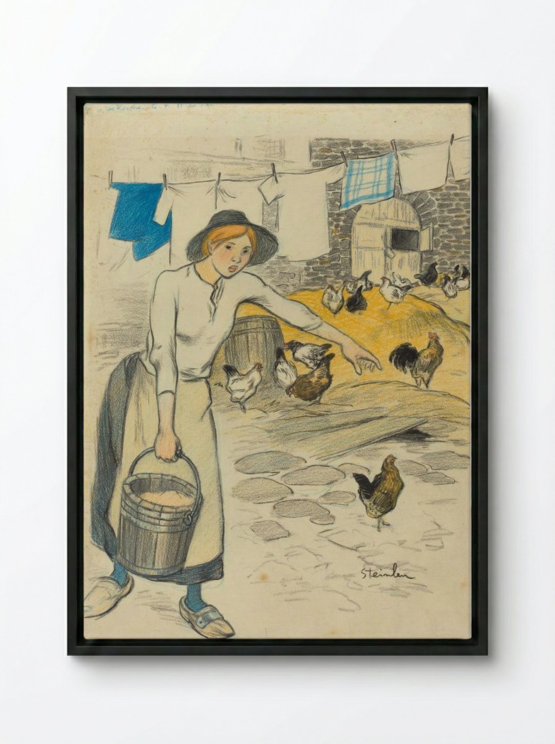 Fille de Ferme - Théophile Alexandre Steinlen - Framed Canvas Black