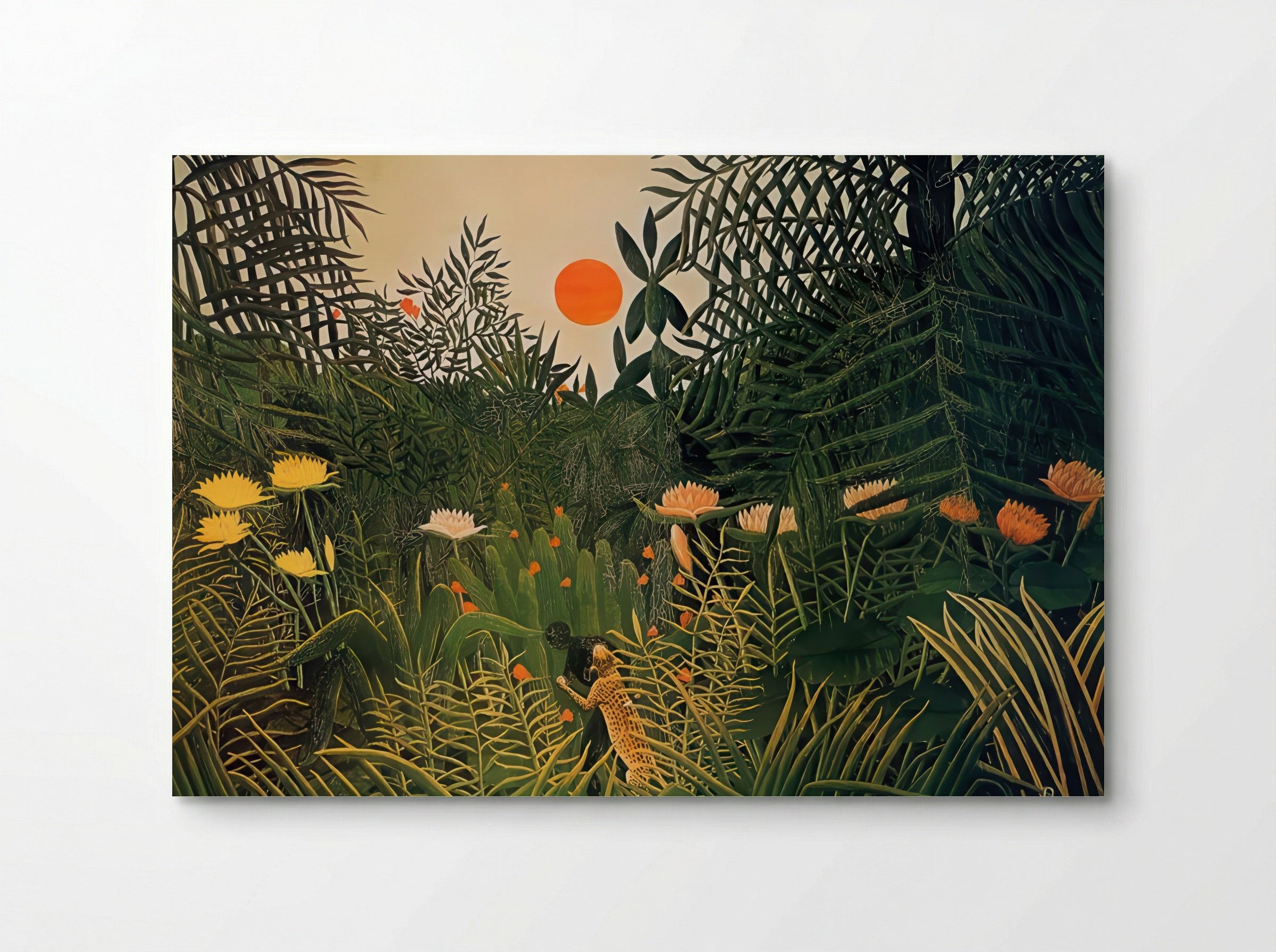 Man Attacked by a Jaguar by Henri Rousseau – Naïve Art Jungle Drama Print - Poster