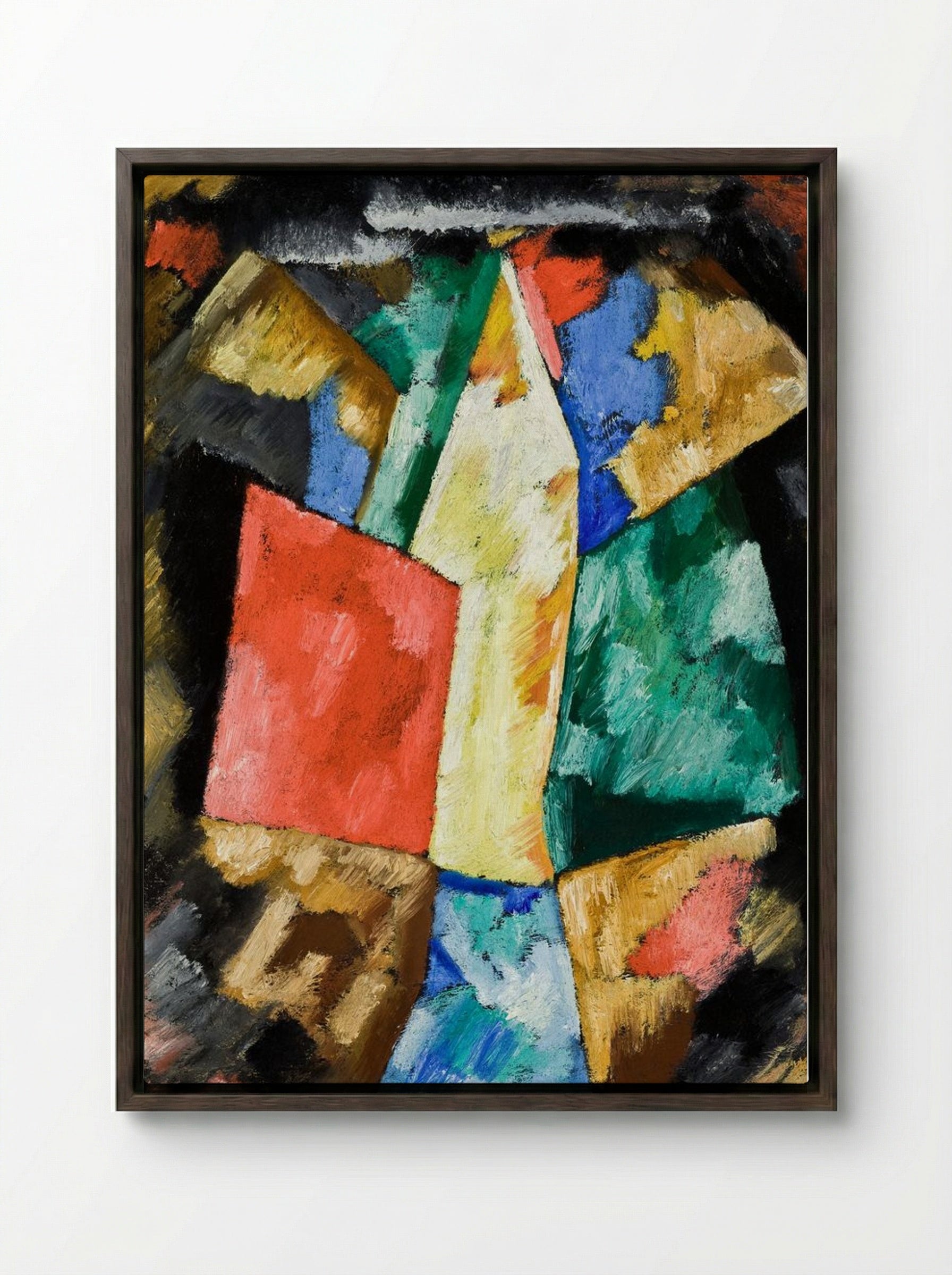 Abstraction, Blue, Yellow and Green - Marsden Hartley - Framed Canvas Dark Wood