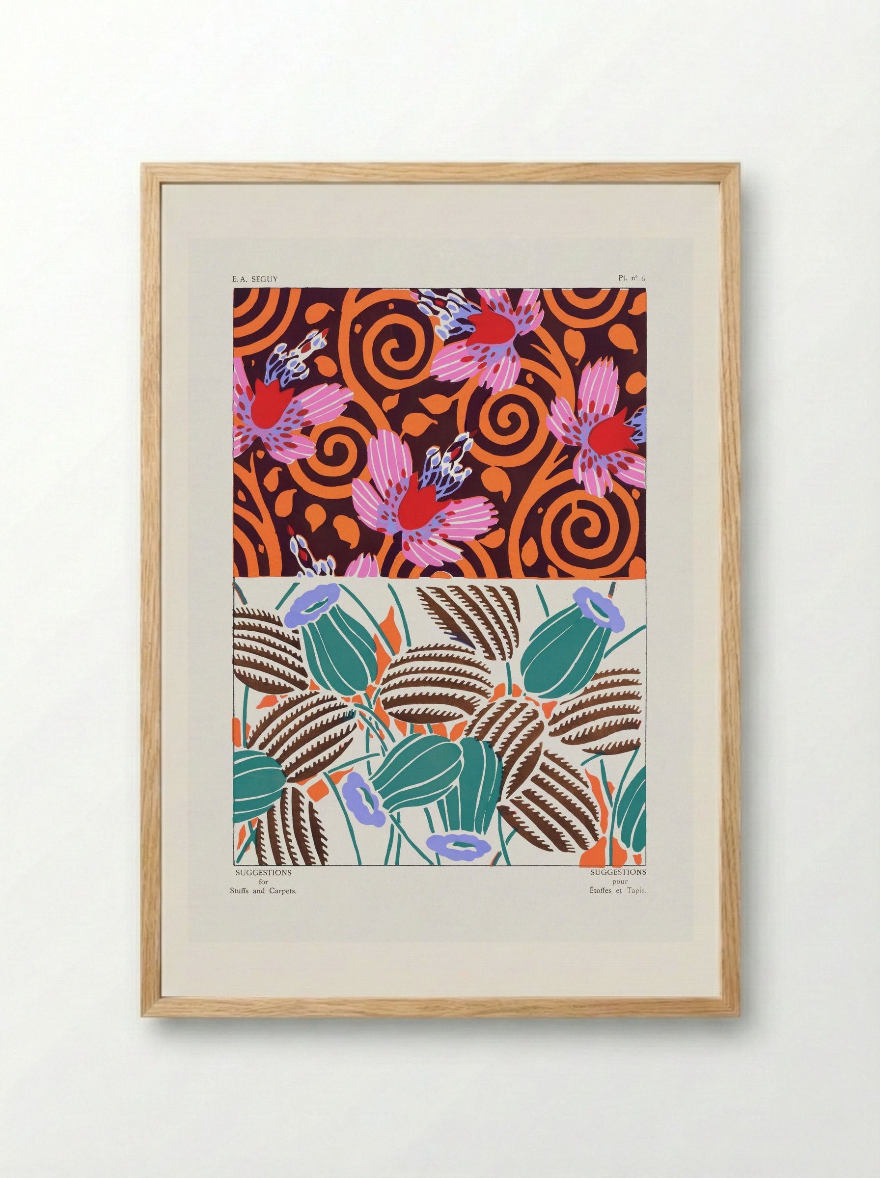 Suggestions for Stuffs and Carpets, Plate 6 - Émile-Allain Séguy - Framed Print Wood