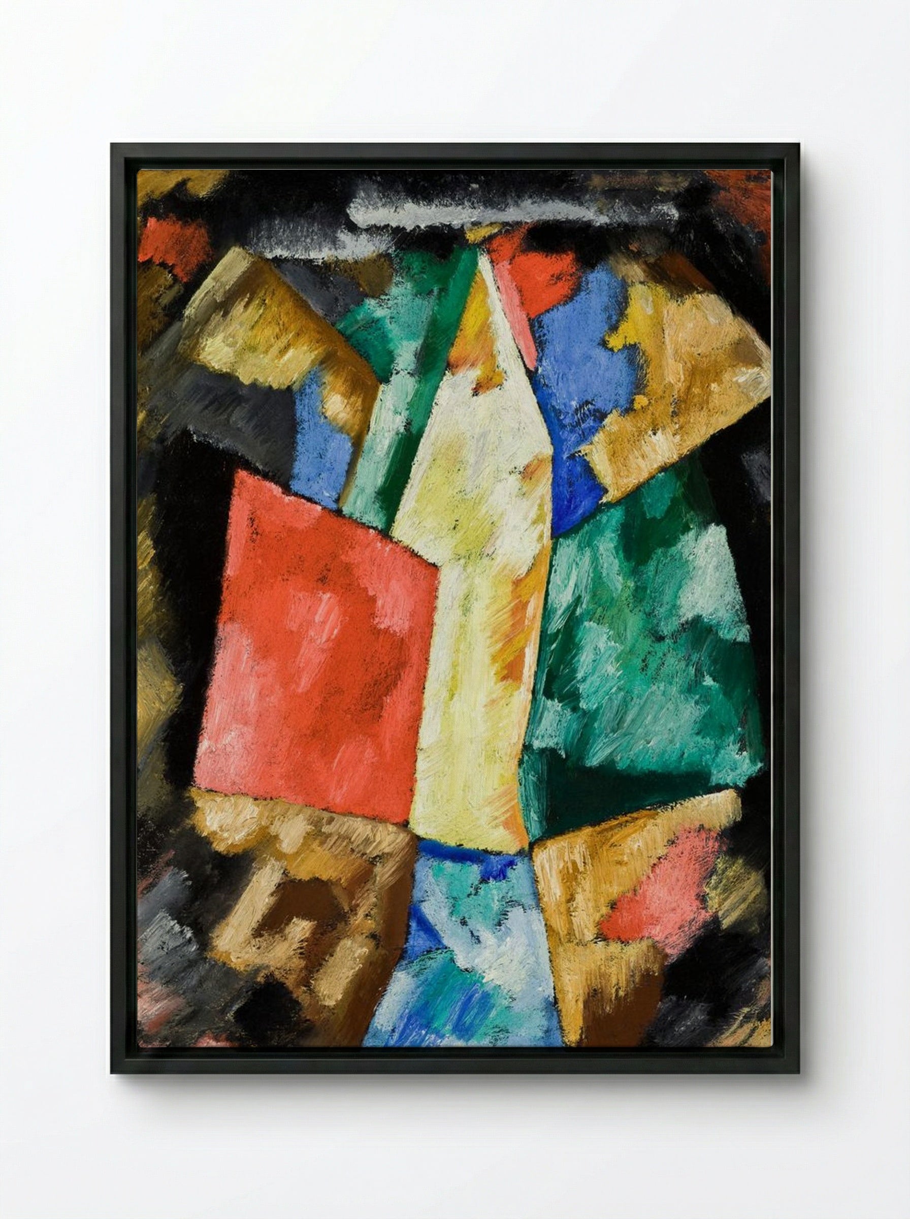 Abstraction, Blue, Yellow and Green - Marsden Hartley - Framed Canvas Black
