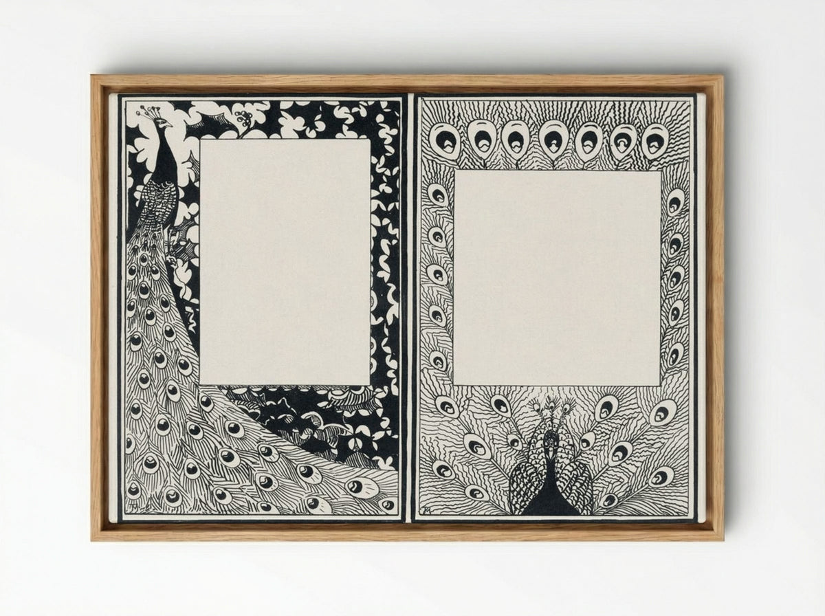 Design for Announcement and Order Card with Peacocks - Jan Toorop - Framed Canvas Wood