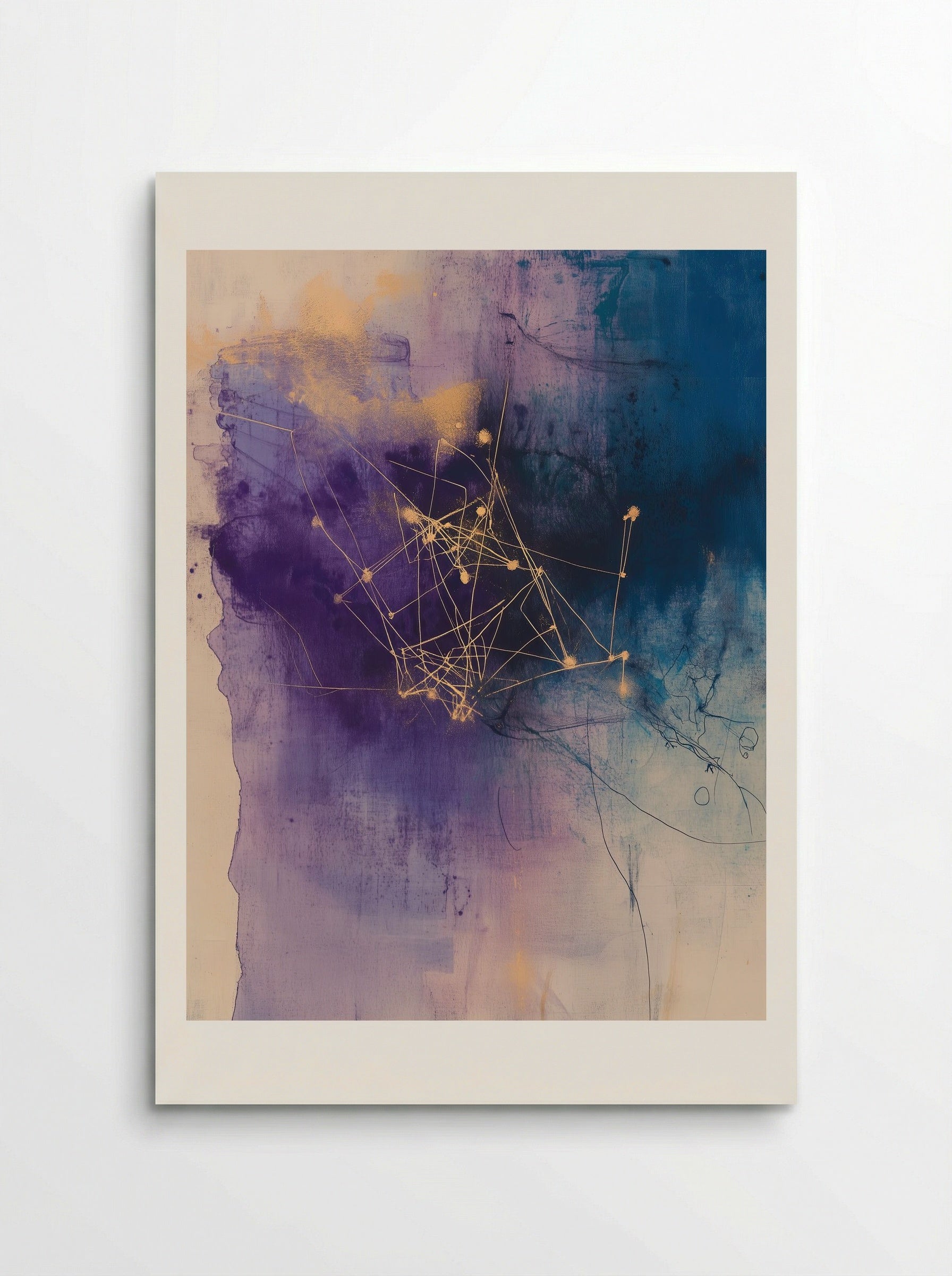 Celestial Threads – Abstract Cosmic Network in Gold and Violet - Poster