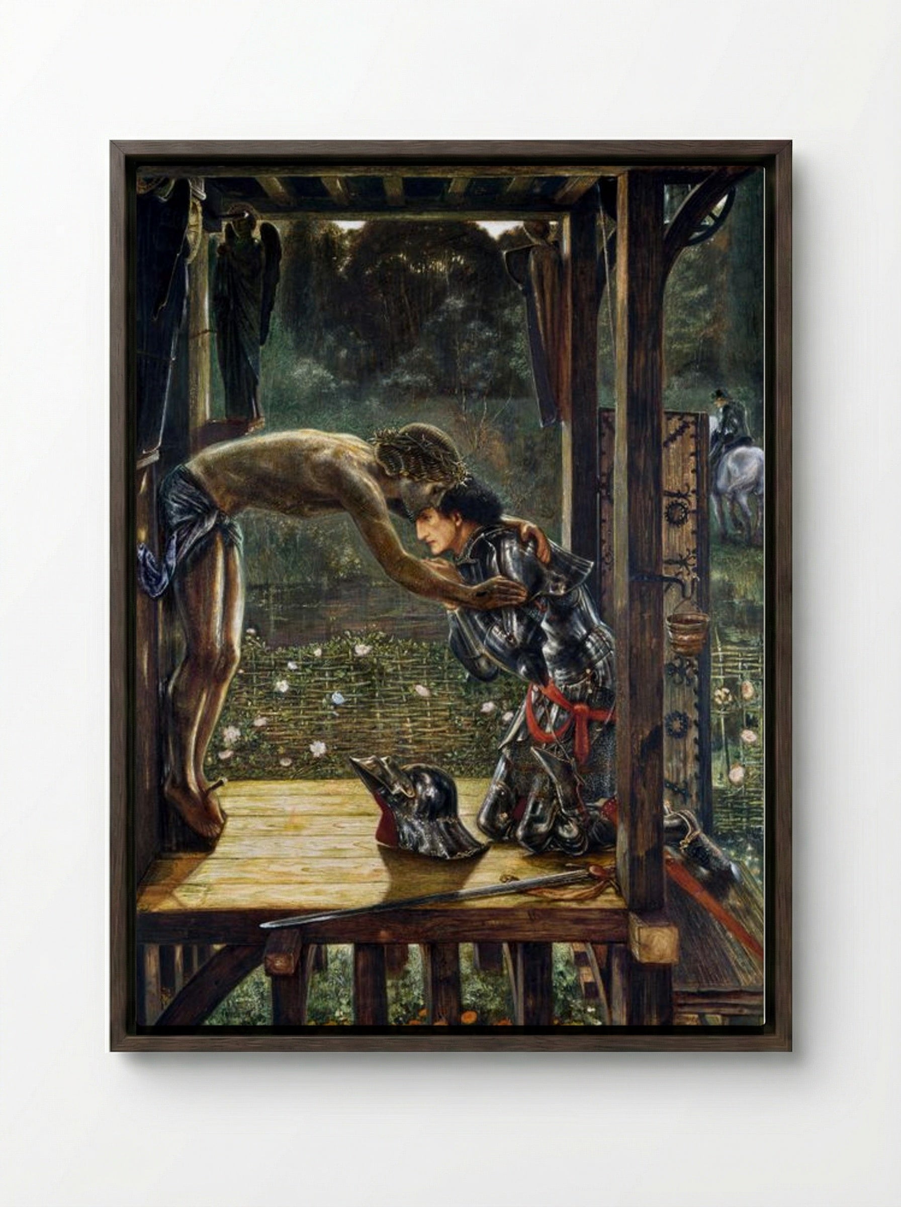 The Merciful Knight - Edward Burne-Jones - Framed Canvas Dark Wood