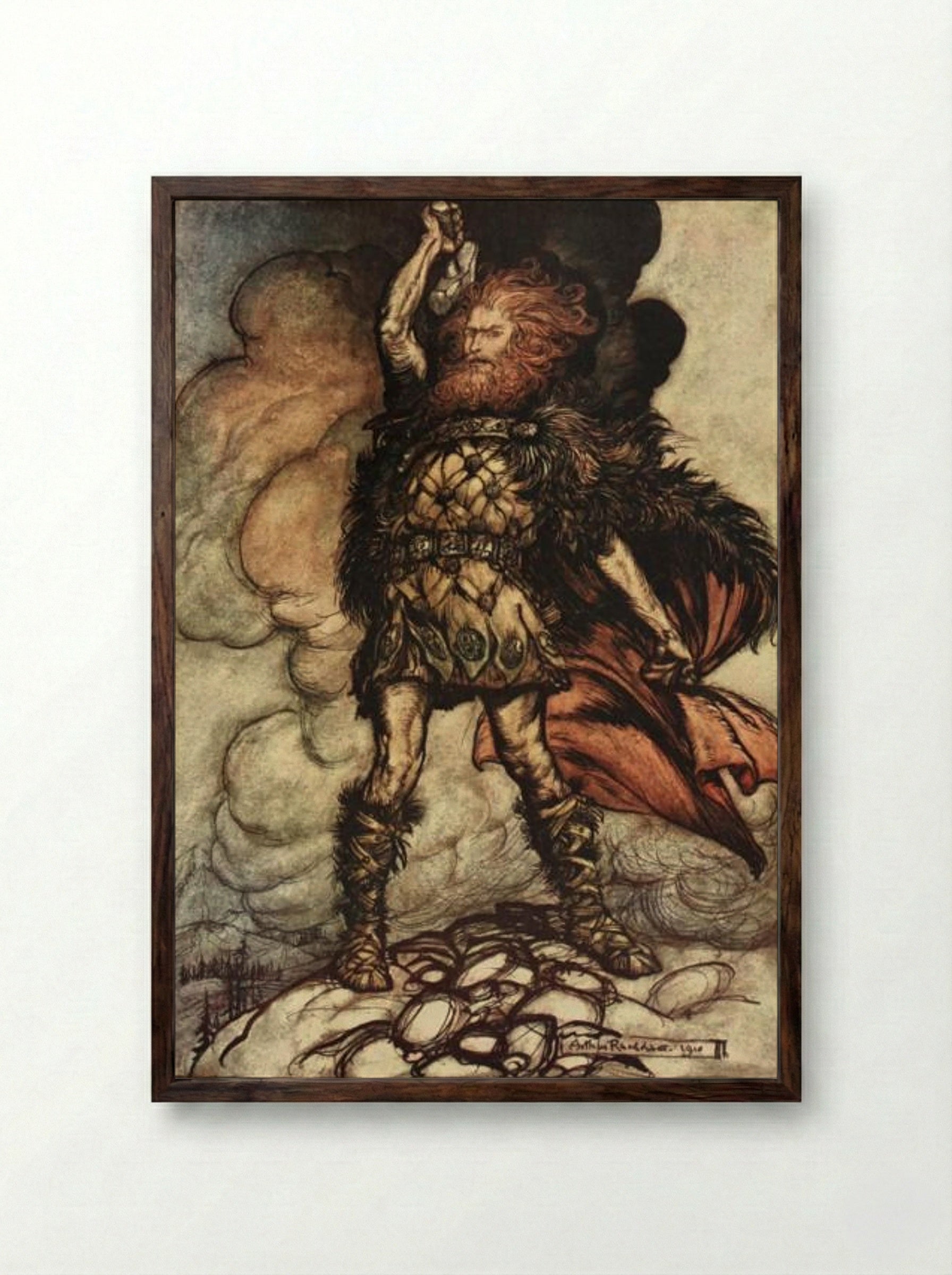 Donner, your lord, summons his hosts! - Arthur Rackham - Framed Print Dark Wood