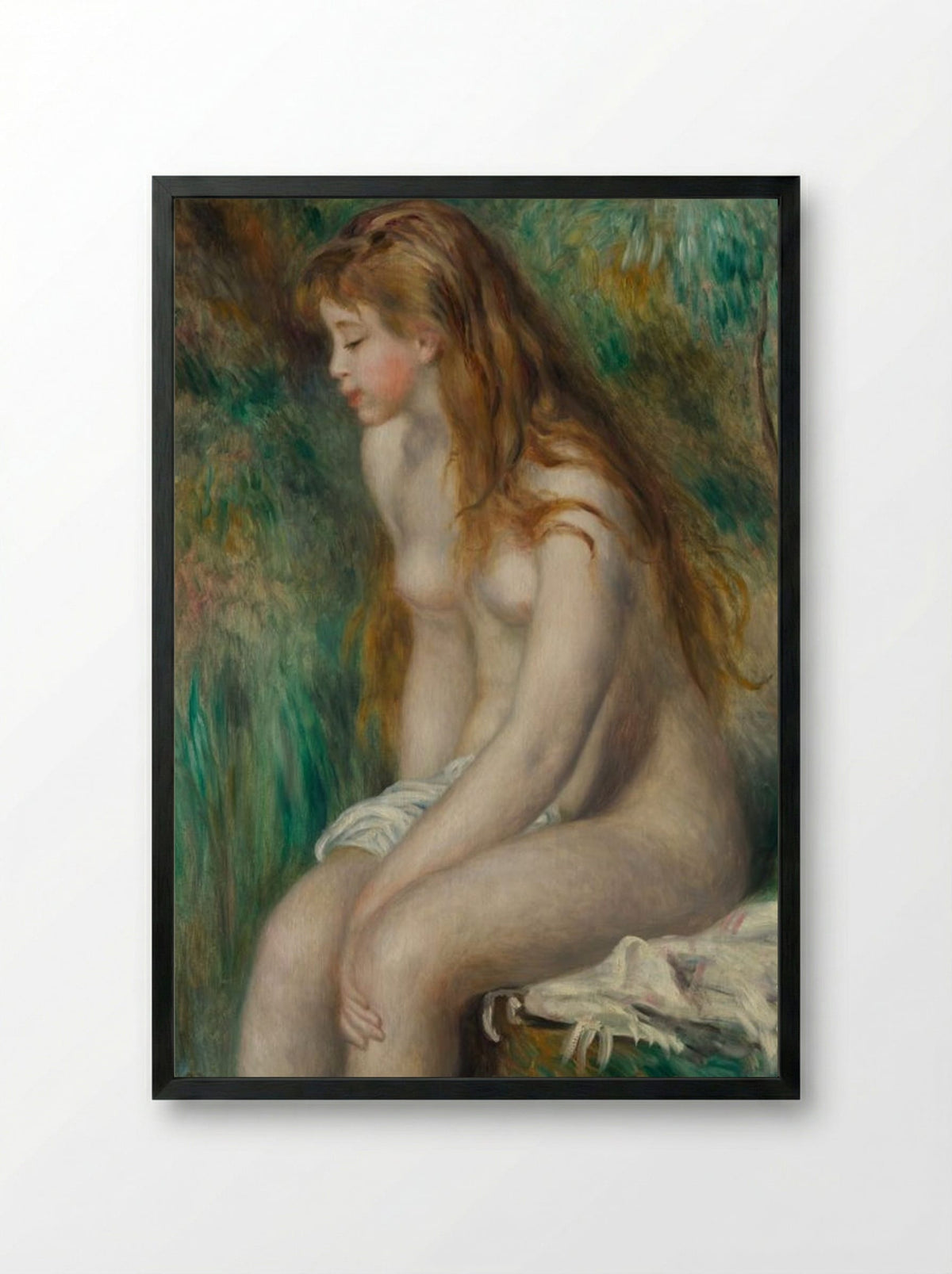 Young Girl Bathing - Pierre-Auguste Renoir - Framed Print Black