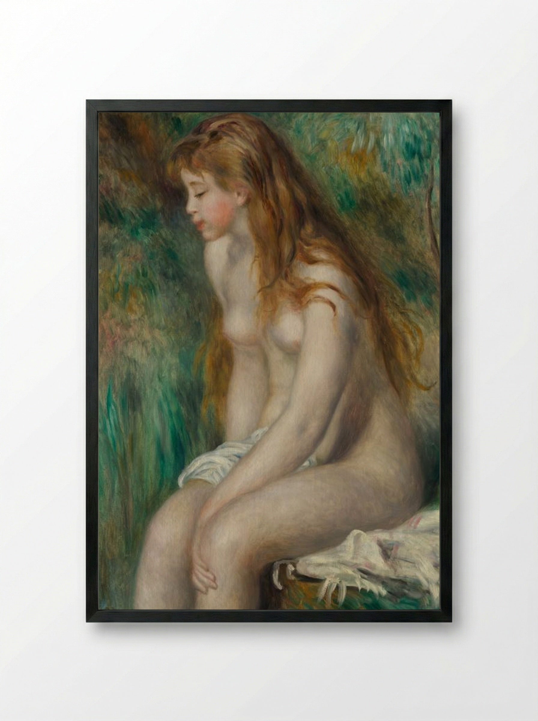 Young Girl Bathing - Pierre-Auguste Renoir - Framed Print Black