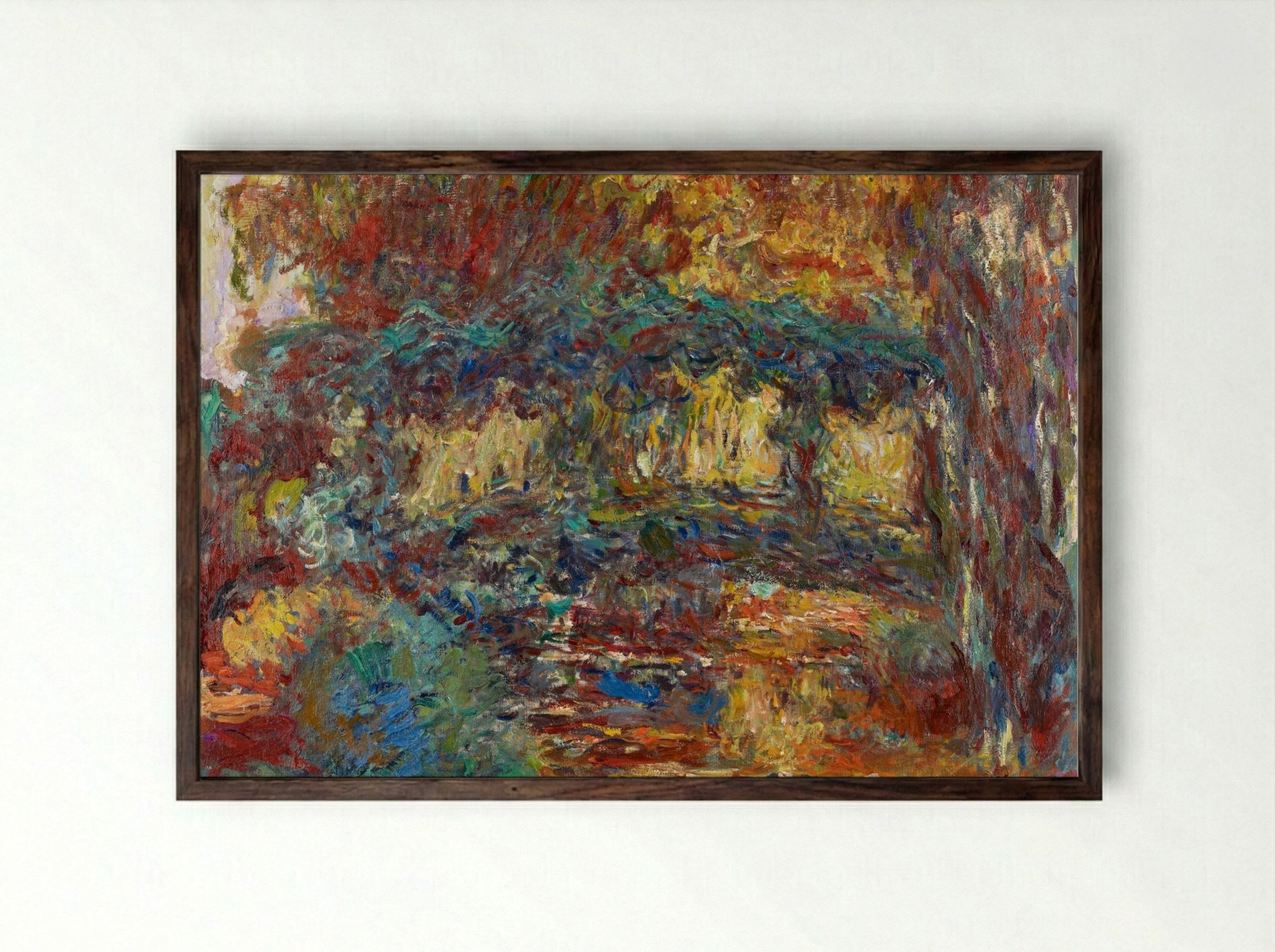 The Japanese Footbridge - Claude Monet - Framed Print Dark Wood