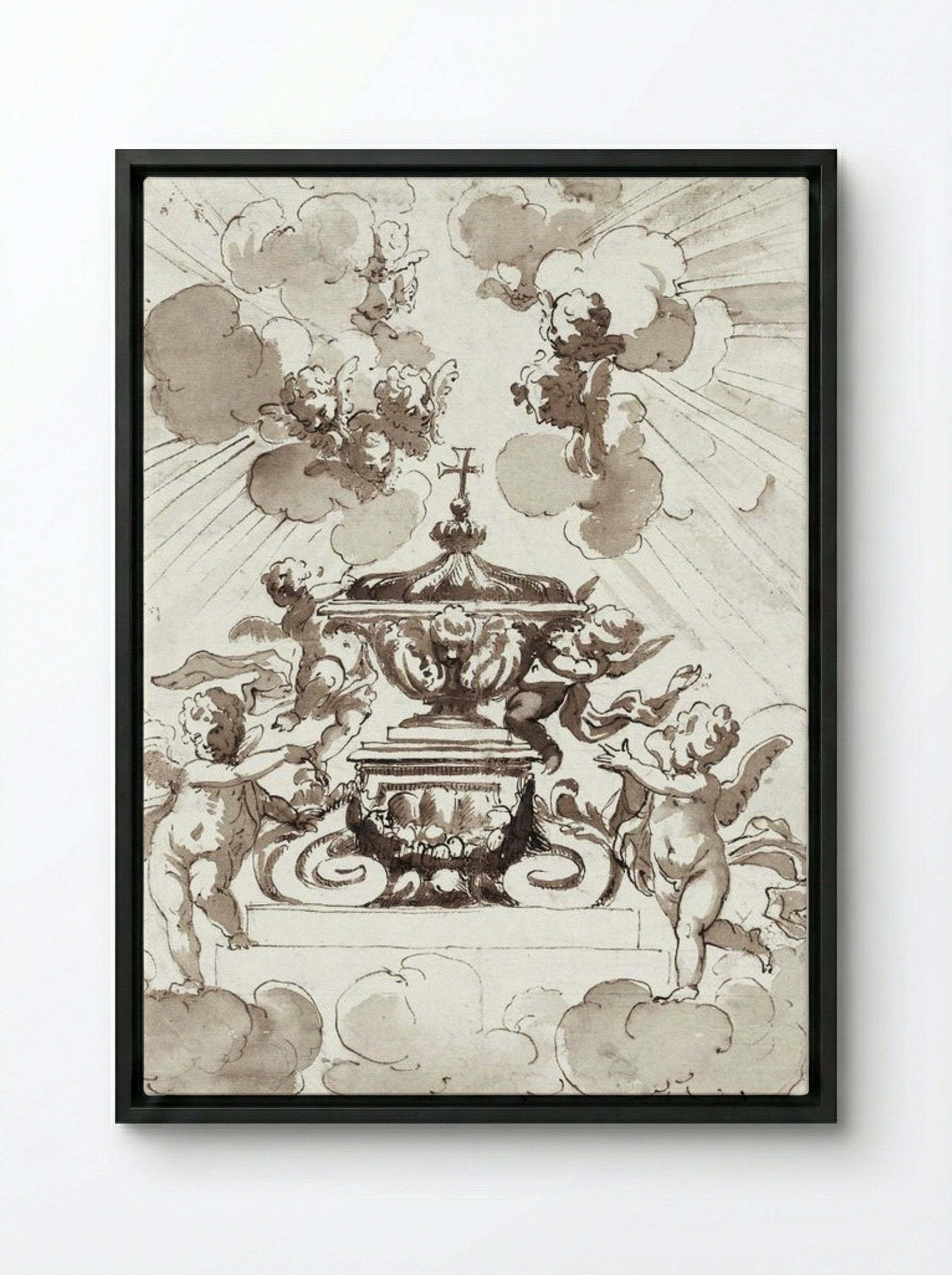 Glorification of the Host - Italian 18th Century - Framed Canvas Black