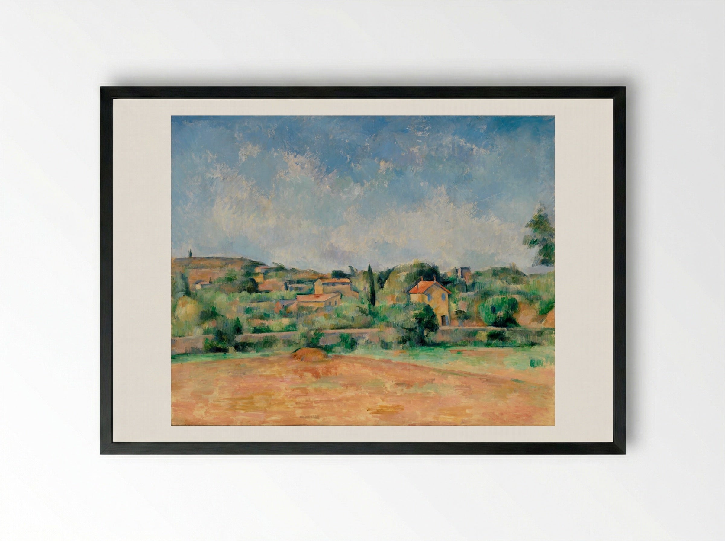 The Bellevue Plain (also called The Red Earth) - Paul Cézanne - Framed Print Black
