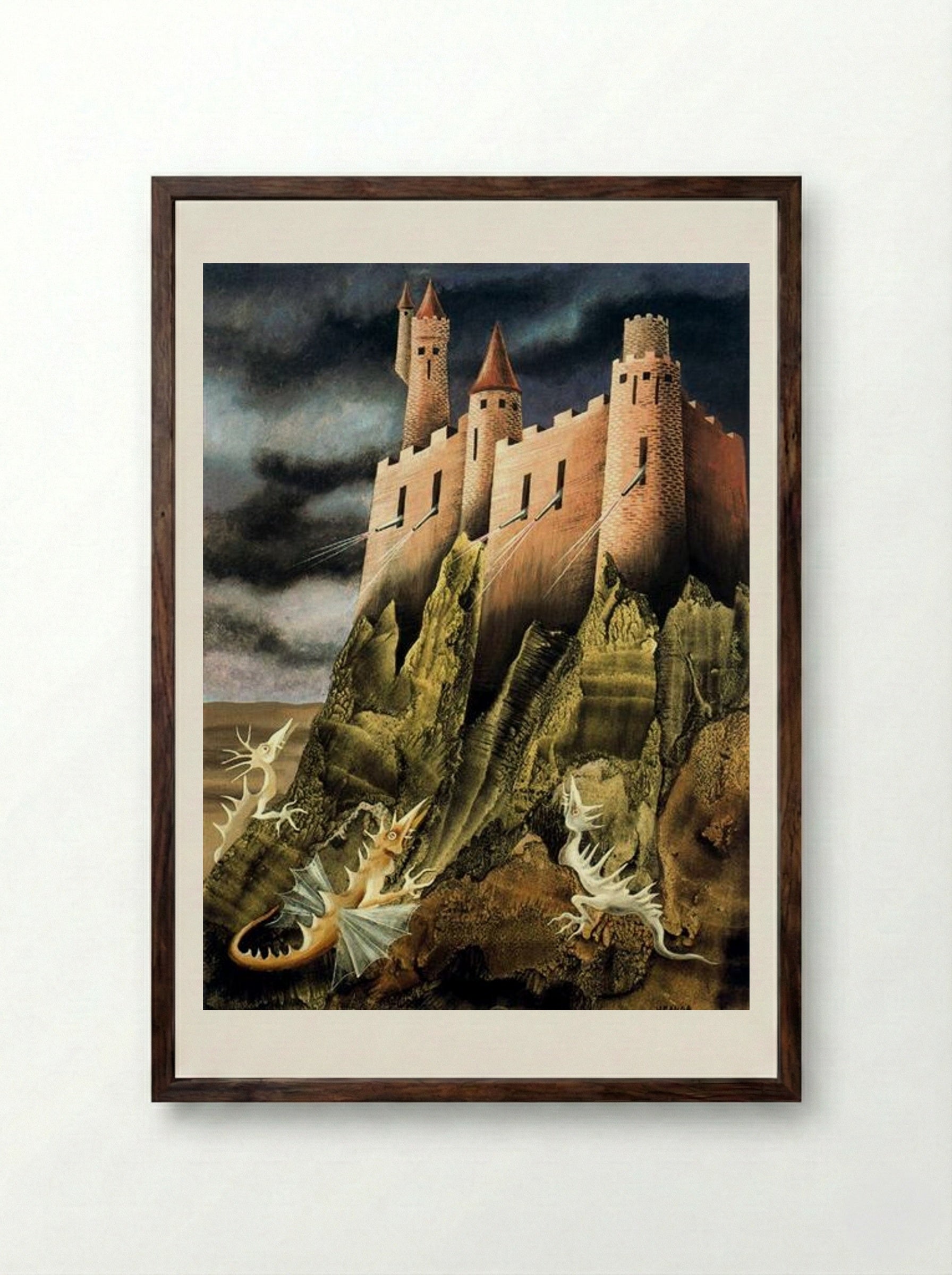 The Battle - Remedios Varo - Framed Print Dark Wood