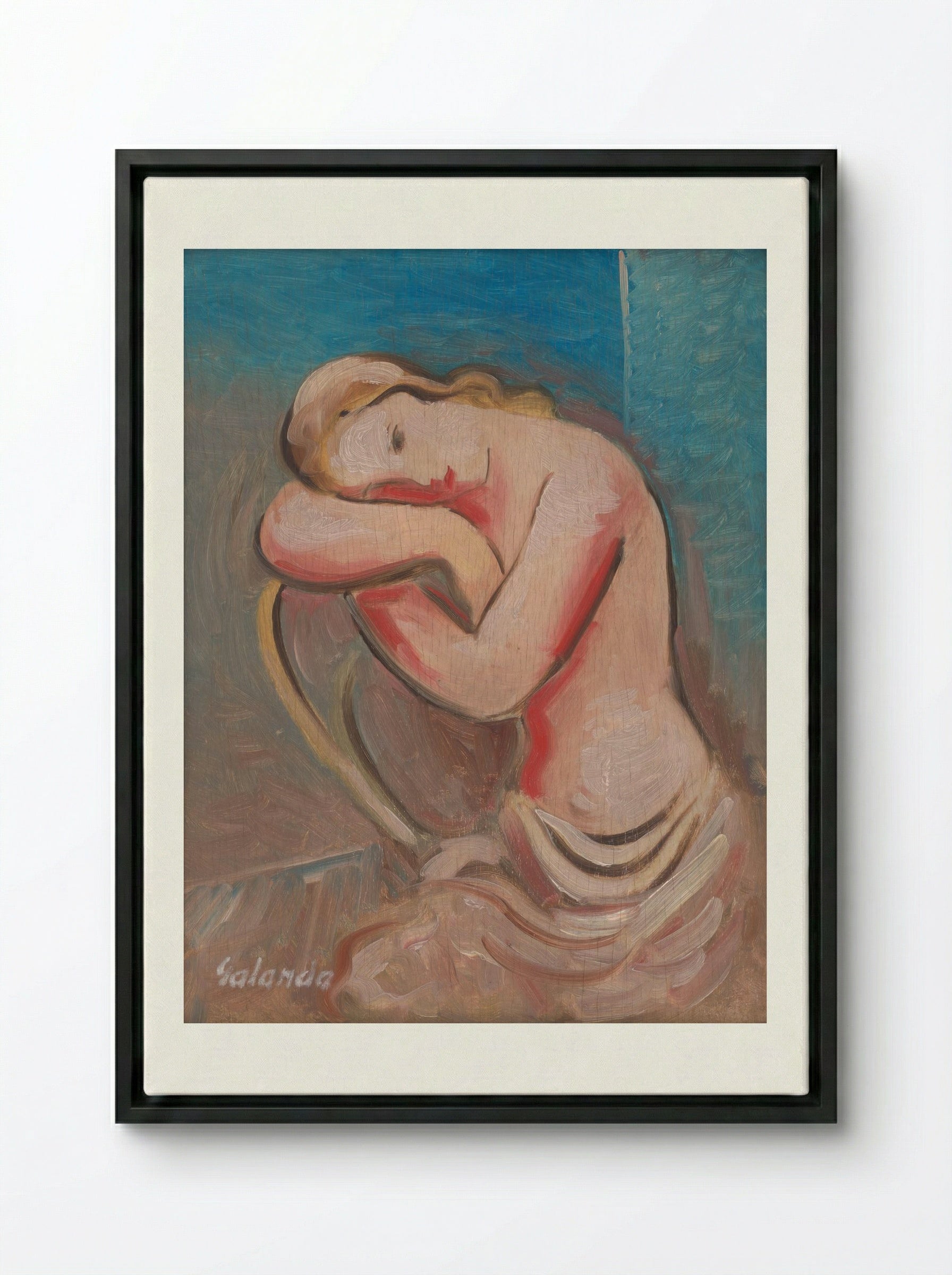 Seated Model - Mikuláš Galanda - Framed Canvas Black