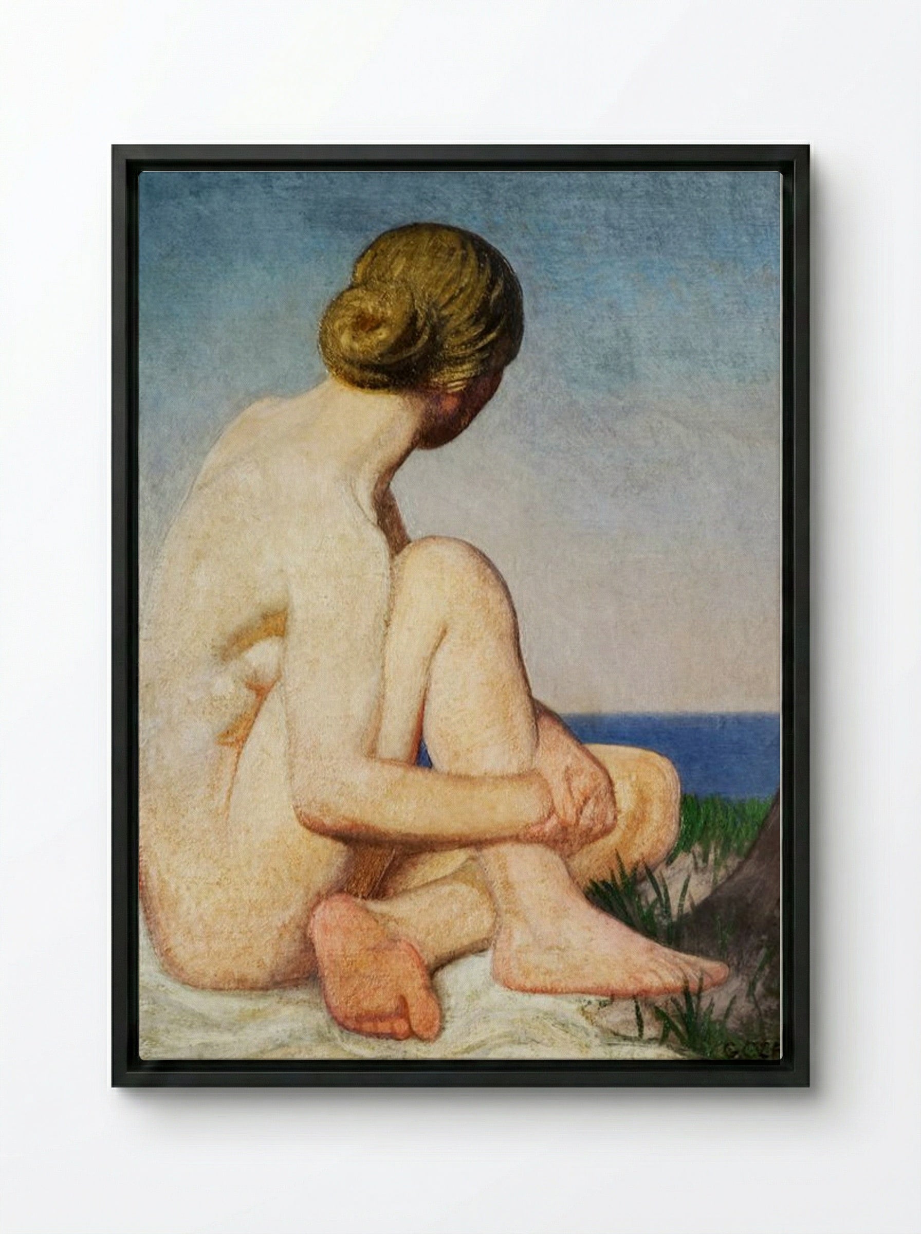 The Watcher - George Clausen - Framed Canvas Black